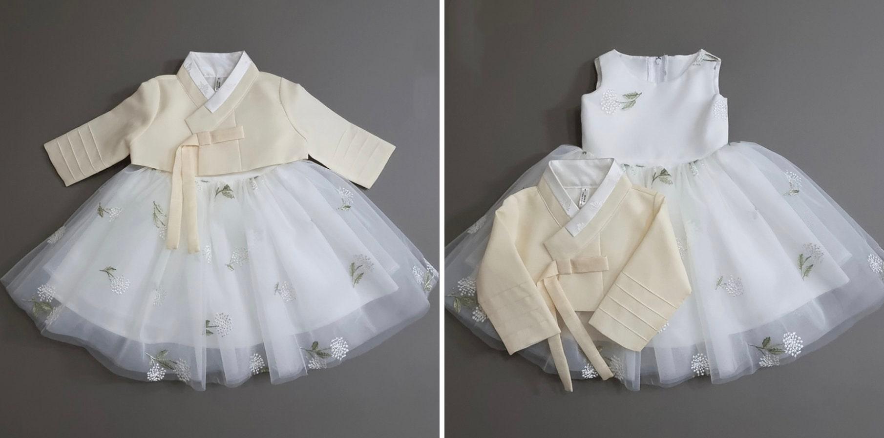 Xia Yellow White Dress Girl Hanbok (100D-8YR) - Native Korean