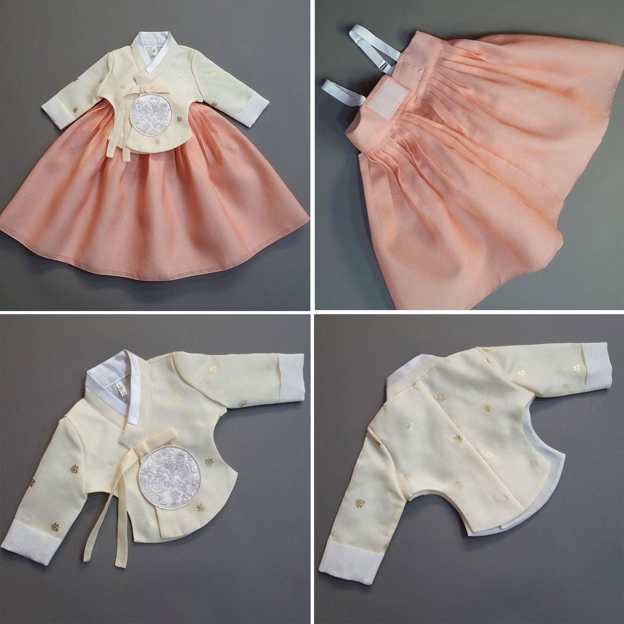 Yebon Gold Foil Yellow Coral Girl Hanbok (1-9YR) - Native Korean