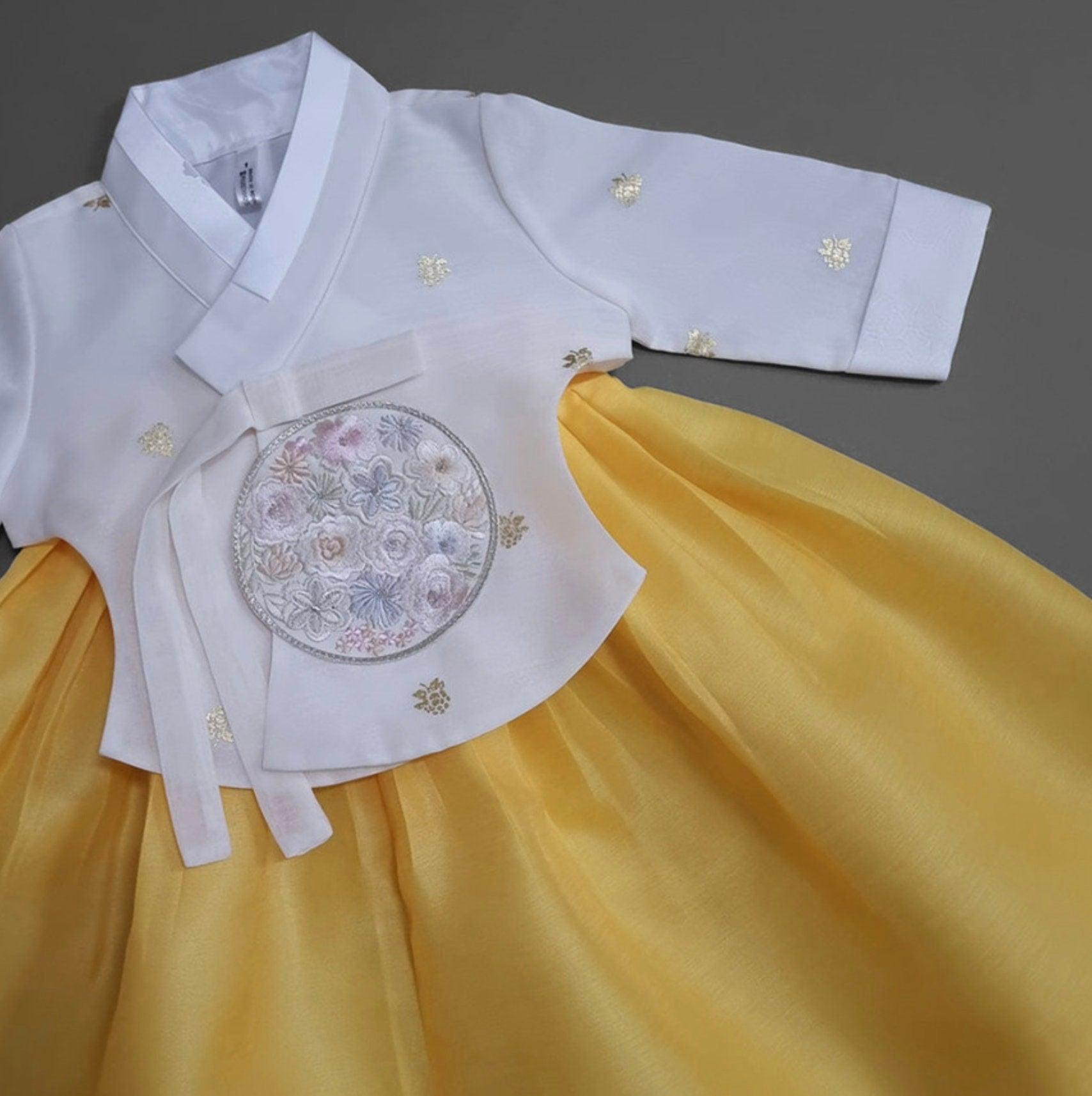 Yebon Gold Foil Yellow Girl Hanbok (100D-12YR) - Native Korean