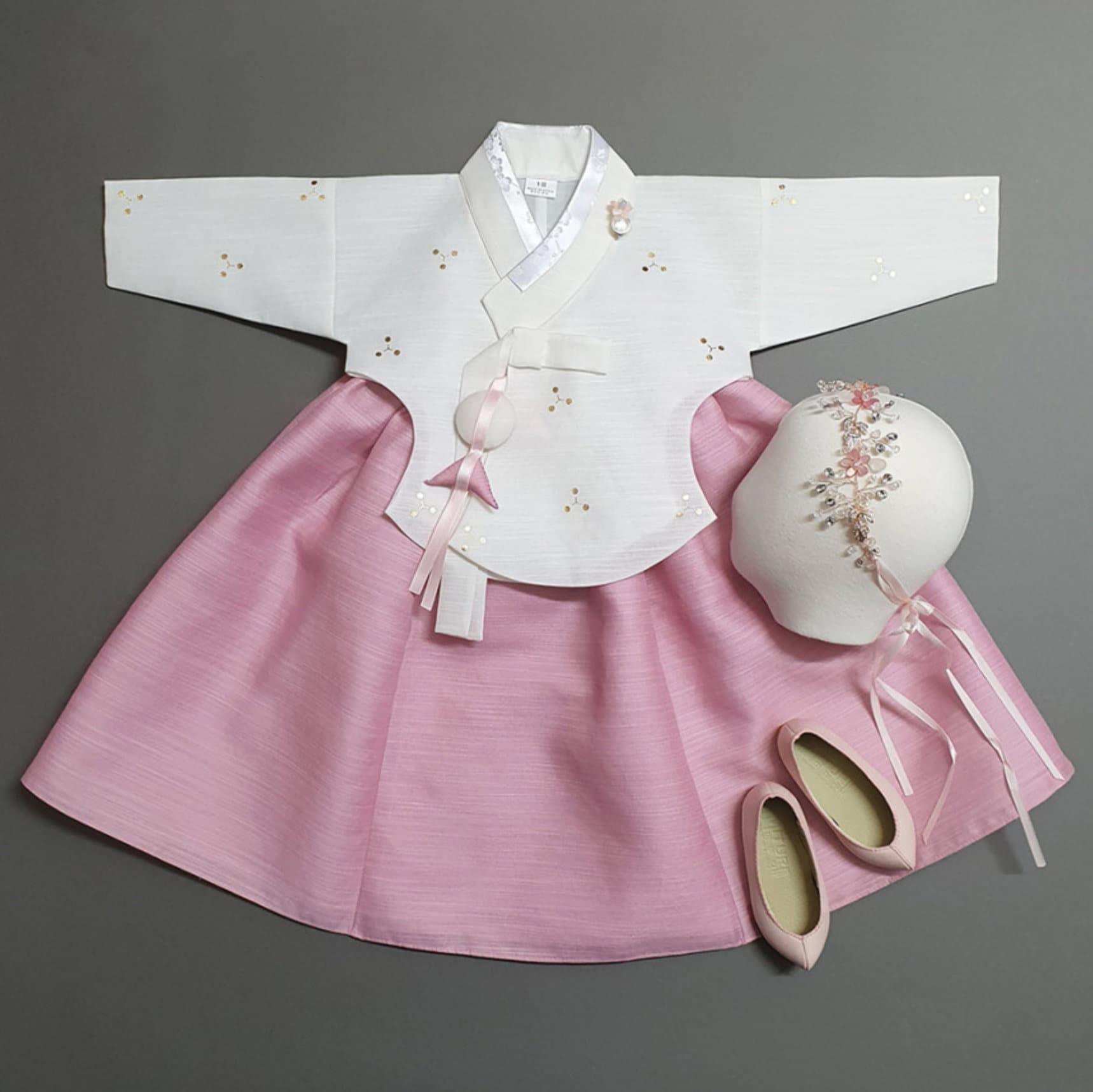 Yejin Gold foil Dangui-4 Colors Pink Girl Hanbok (100D-15YR) - Native Korean