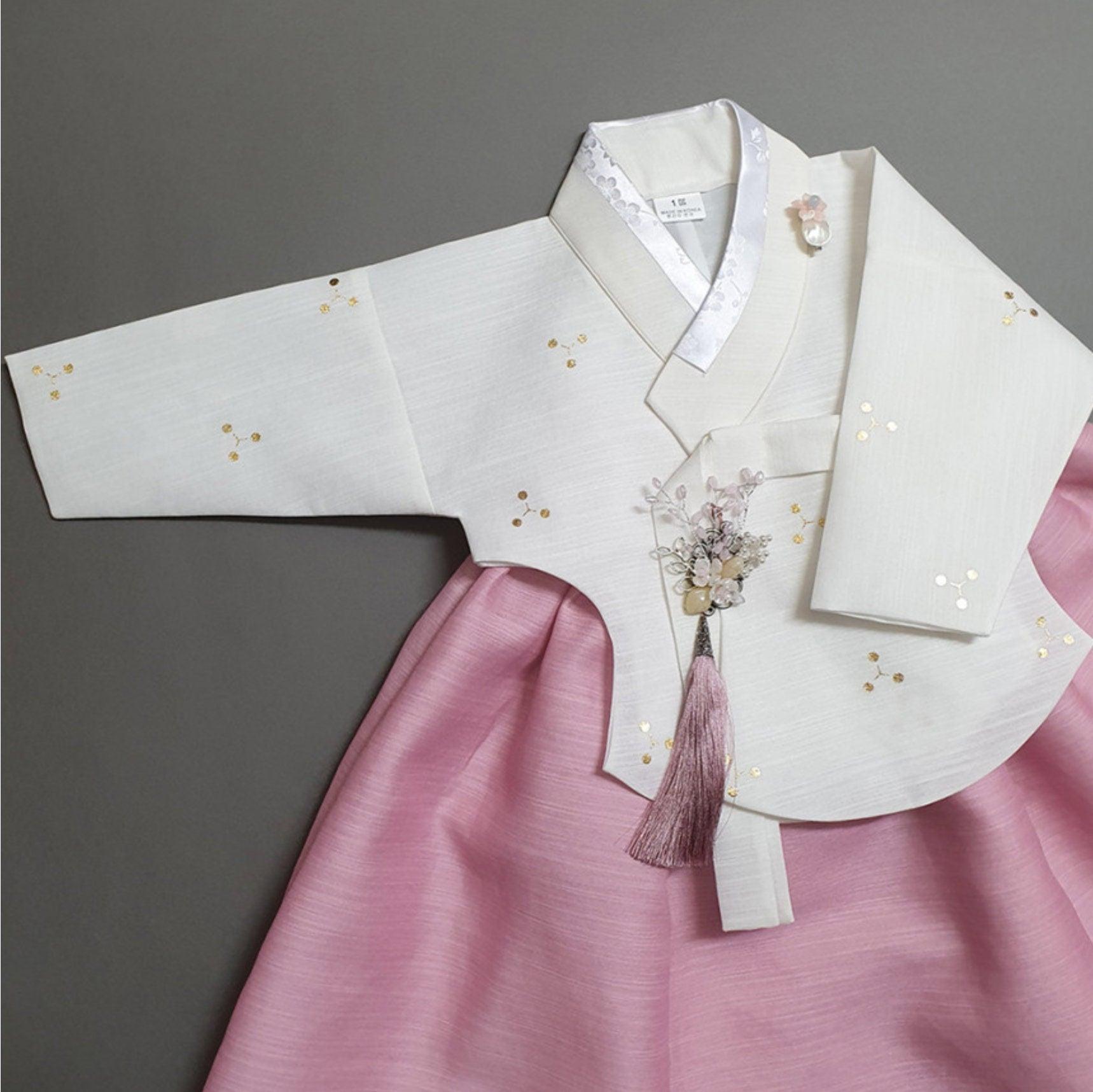 Yejin Gold foil Dangui-4 Colors Pink Girl Hanbok (100D-15YR) - Native Korean