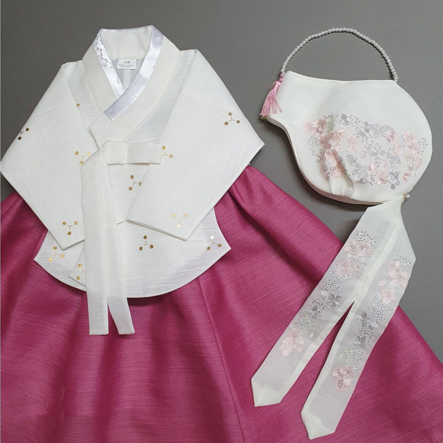 Yejin Gold foil Dangui-4 Colors Pink Girl Hanbok (100D-15YR) - Native Korean