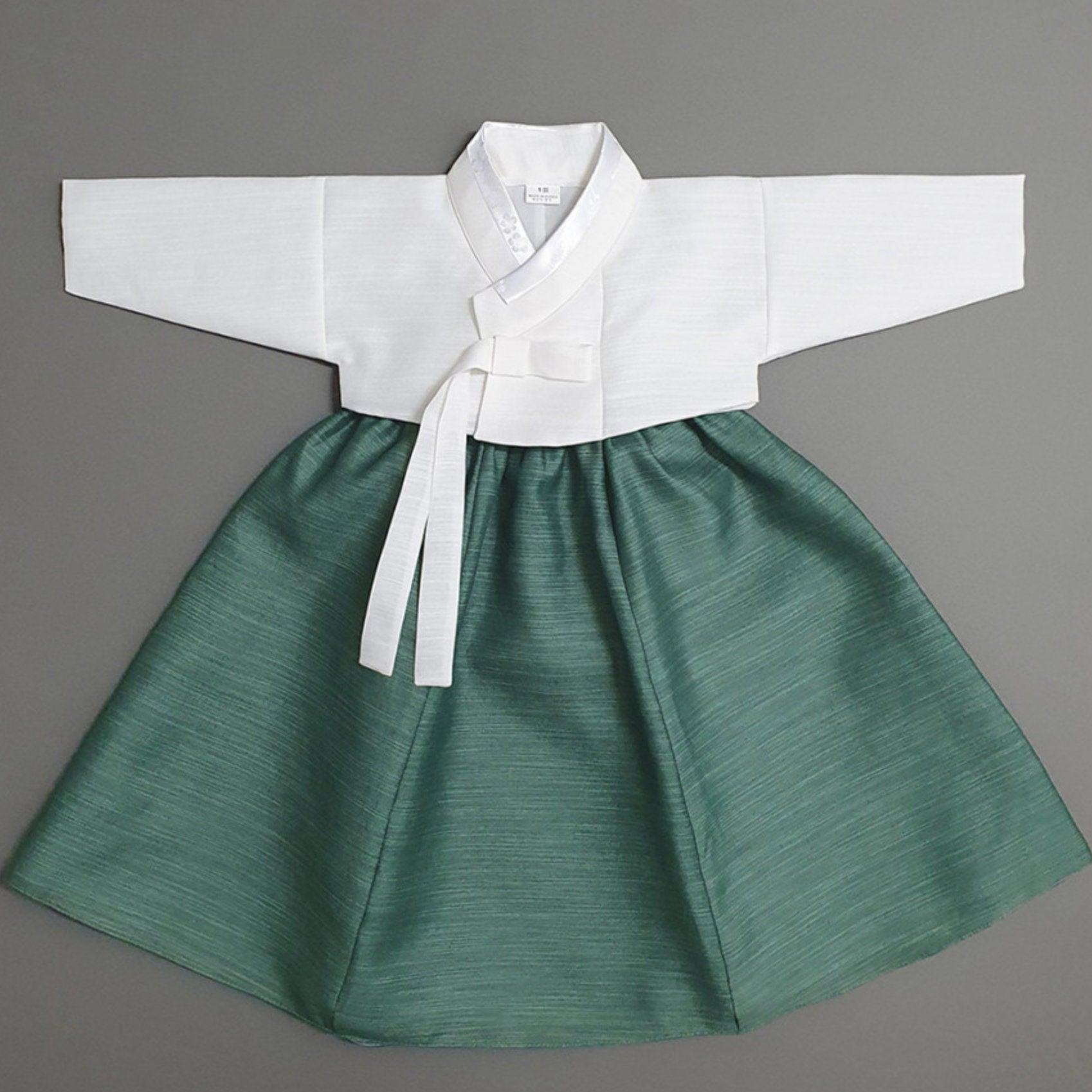 Yejin Ivory Jeogori Green Girl Hanbok (100D-8YR) - Native Korean