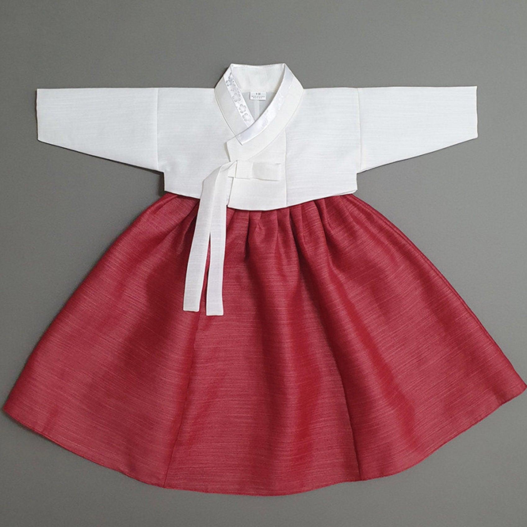 Yejin Ivory Jeogori Red Skirt Girl Hanbok (100D-8YR) - Native Korean