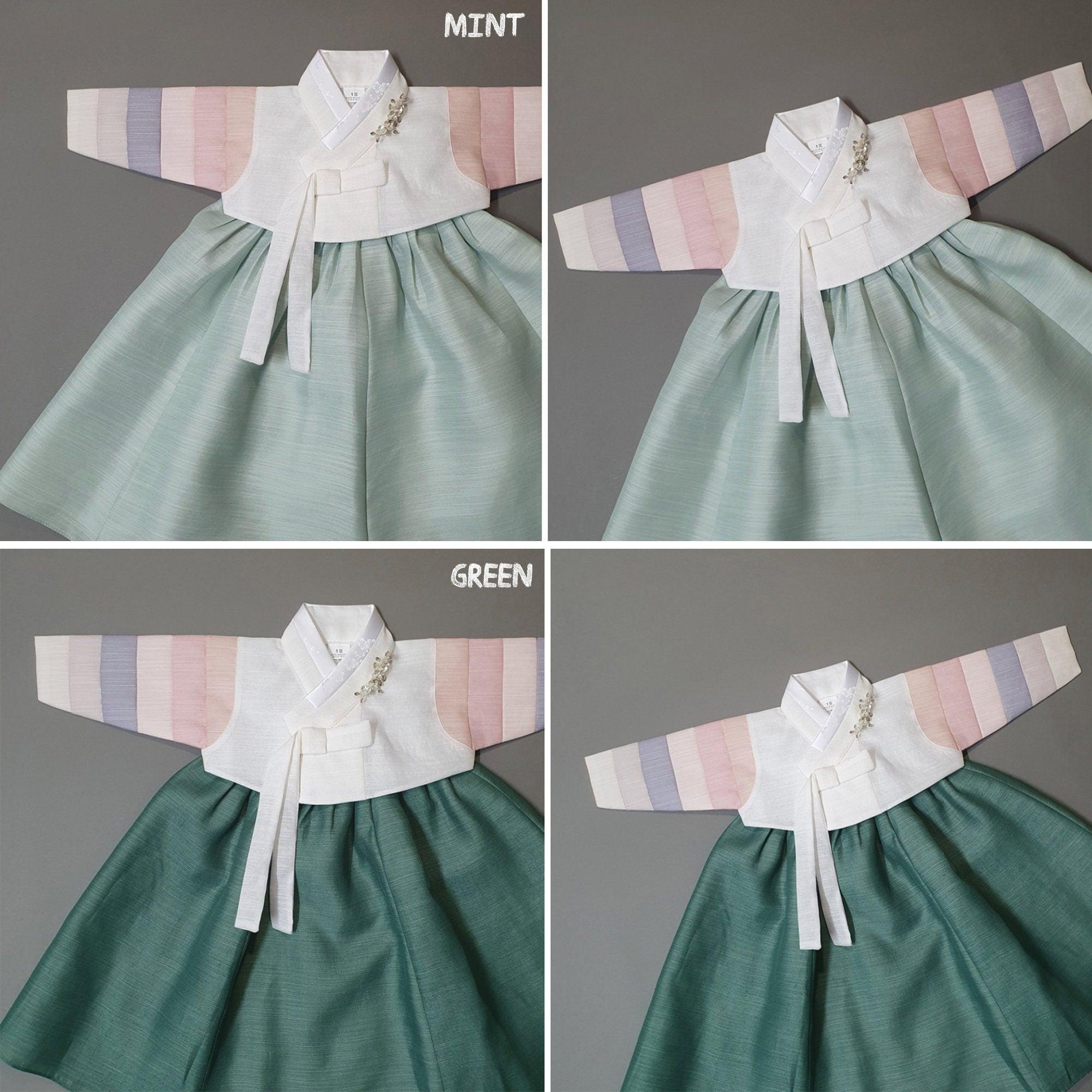 Yejin White Saekdong Jeogori-W/brooch 11 Colors Skirt Girl Hanbok (100D-8YR) - Native Korean