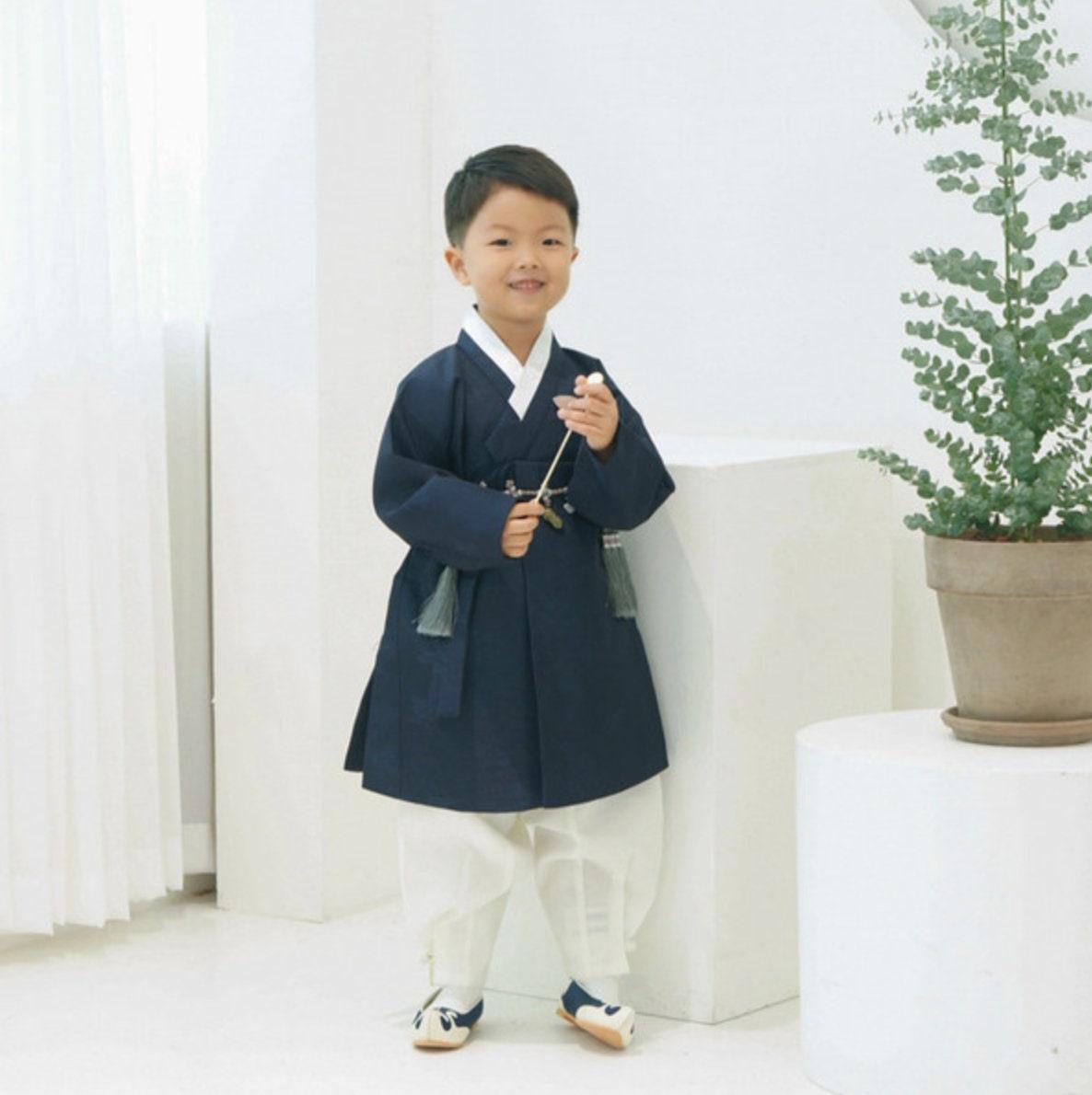 Yunwoo Navy Boy Hanbok (100D-8YR) - Native Korean