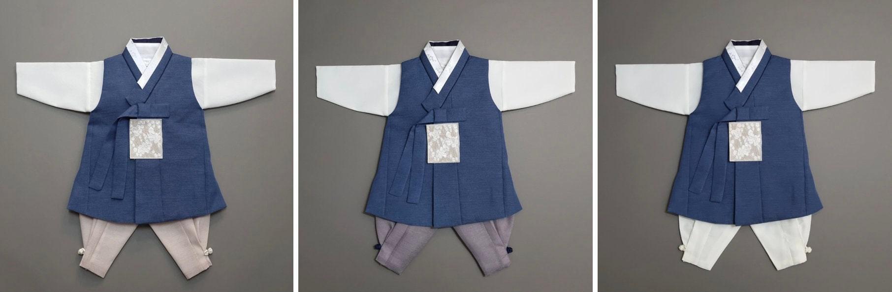 Yusin Blue Beige Solid Boy Hanbok (100D-15YR) - Native Korean