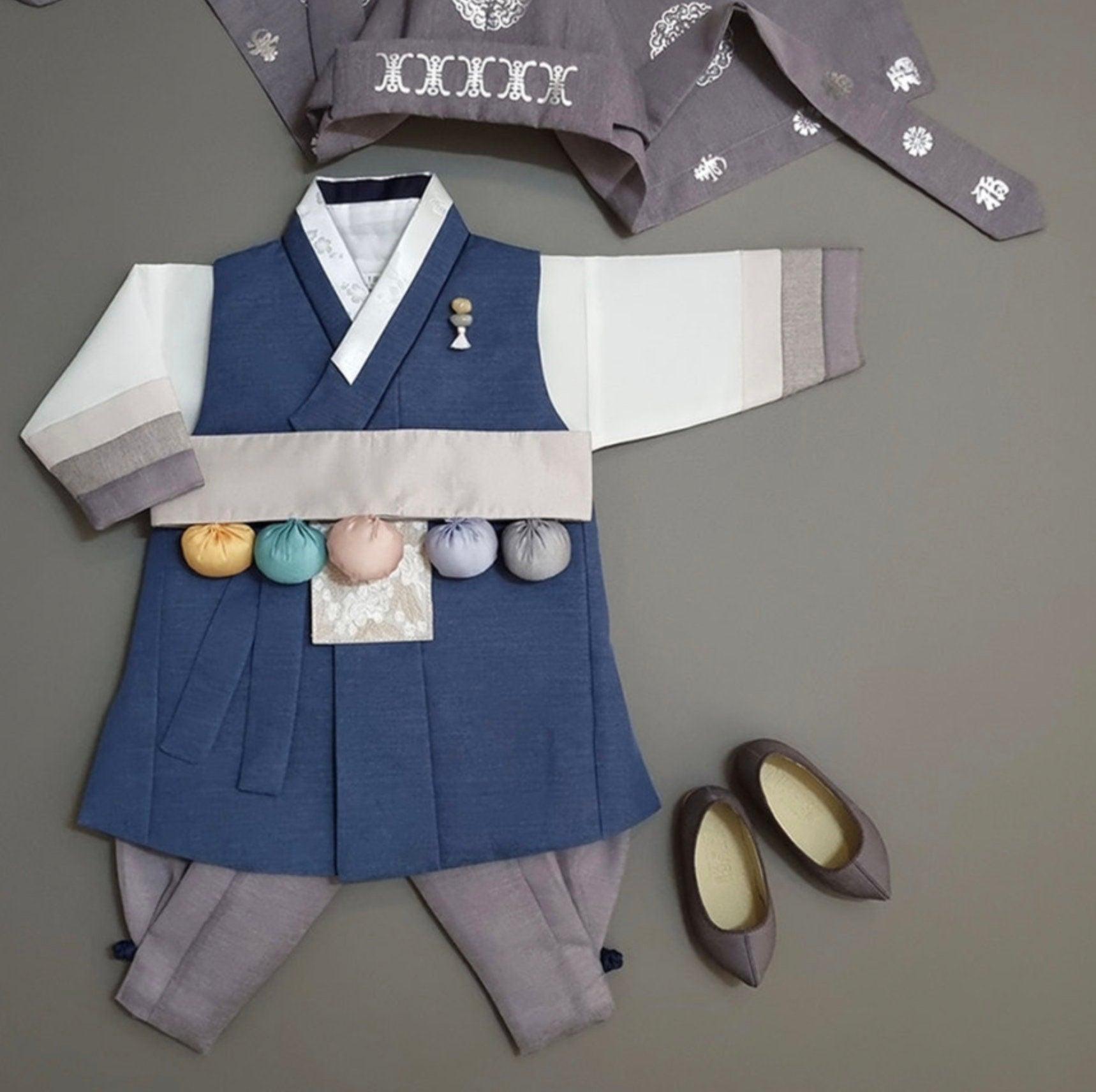 Yusin Blue Stripe Boy Hanbok (100D-15YR) - Native Korean