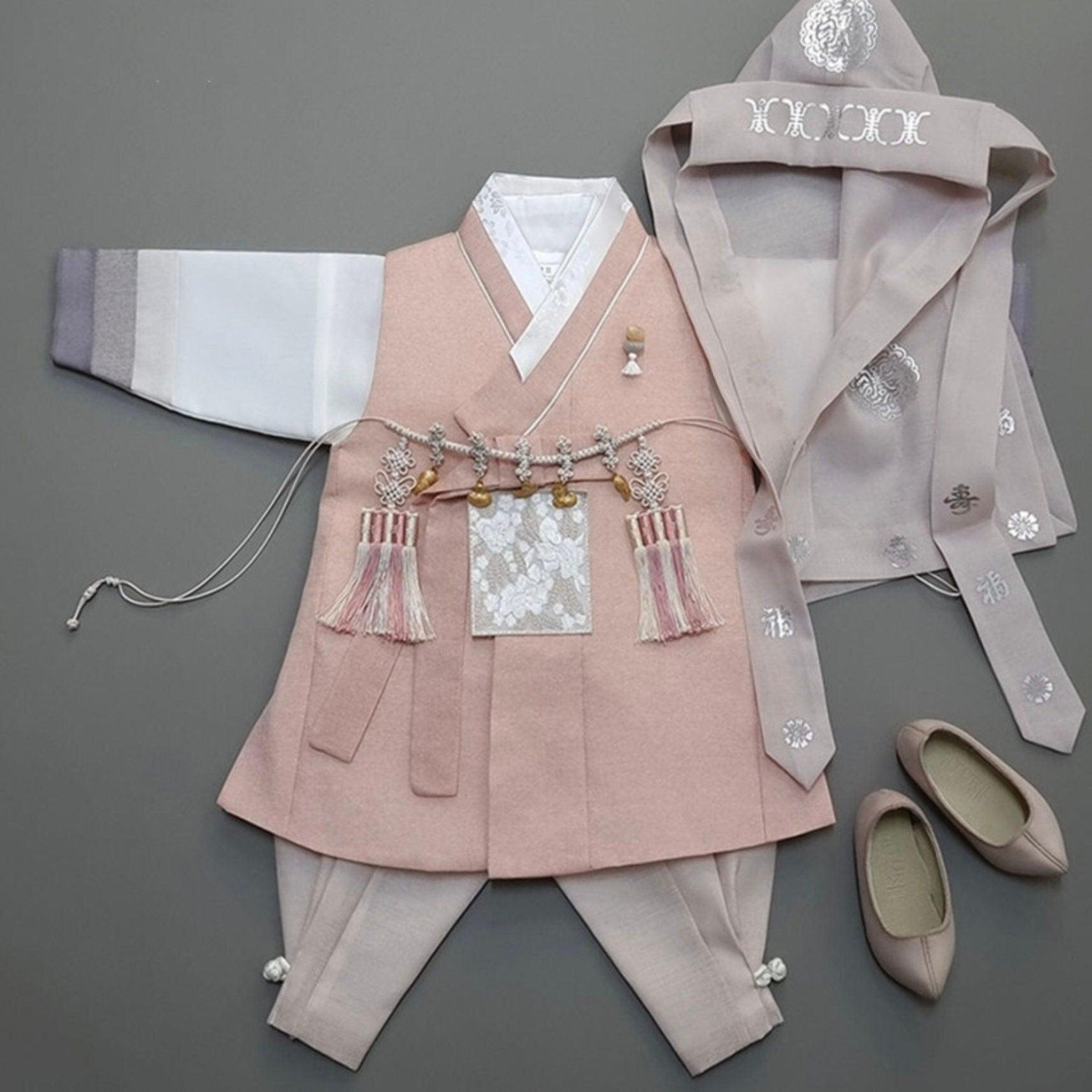 Yusin Coral Stripe Boy Hanbok (100D-15YR) - Native Korean