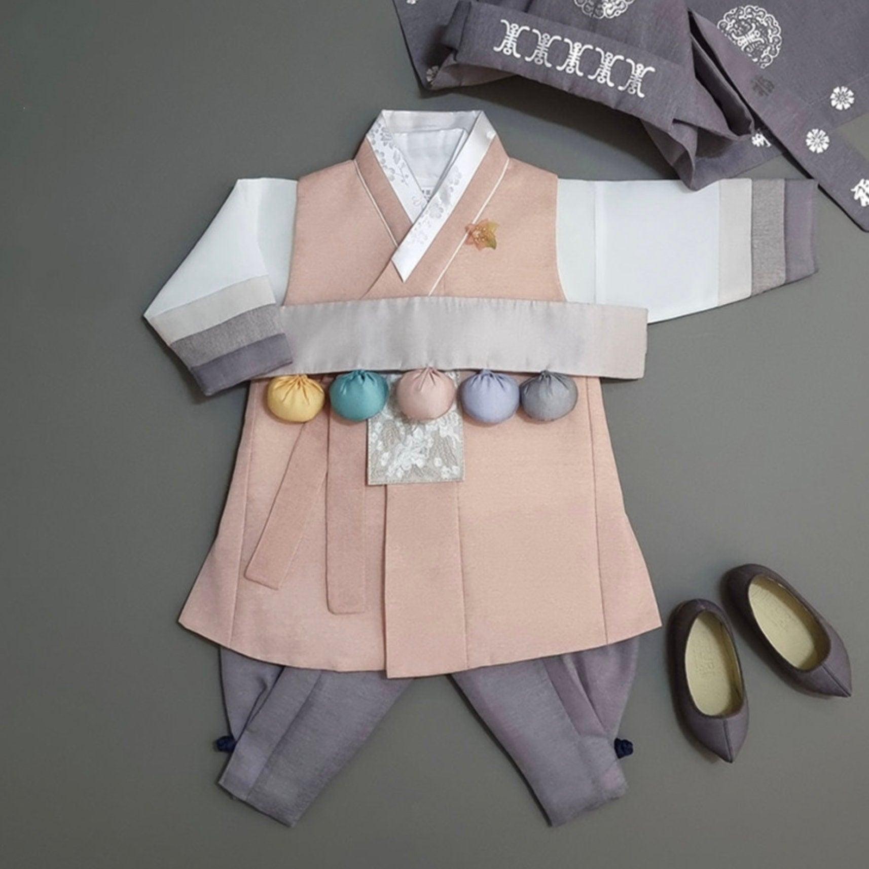 Yusin Coral Stripe Boy Hanbok (100D-15YR) - Native Korean