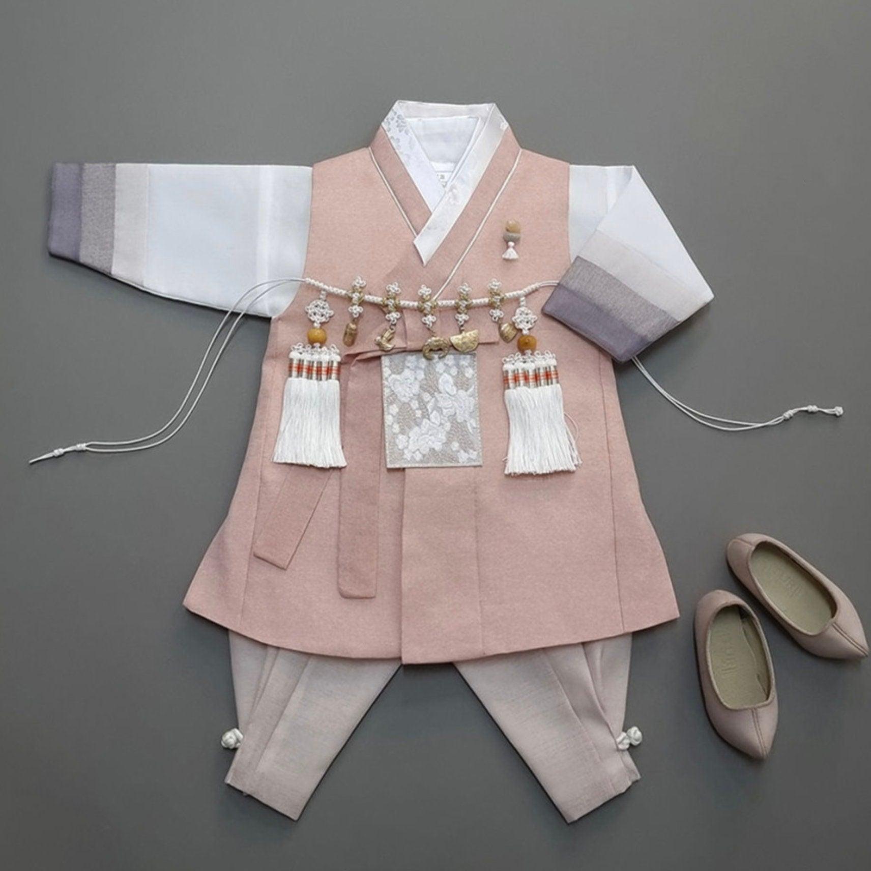 Yusin Coral Stripe Boy Hanbok (100D-15YR) - Native Korean