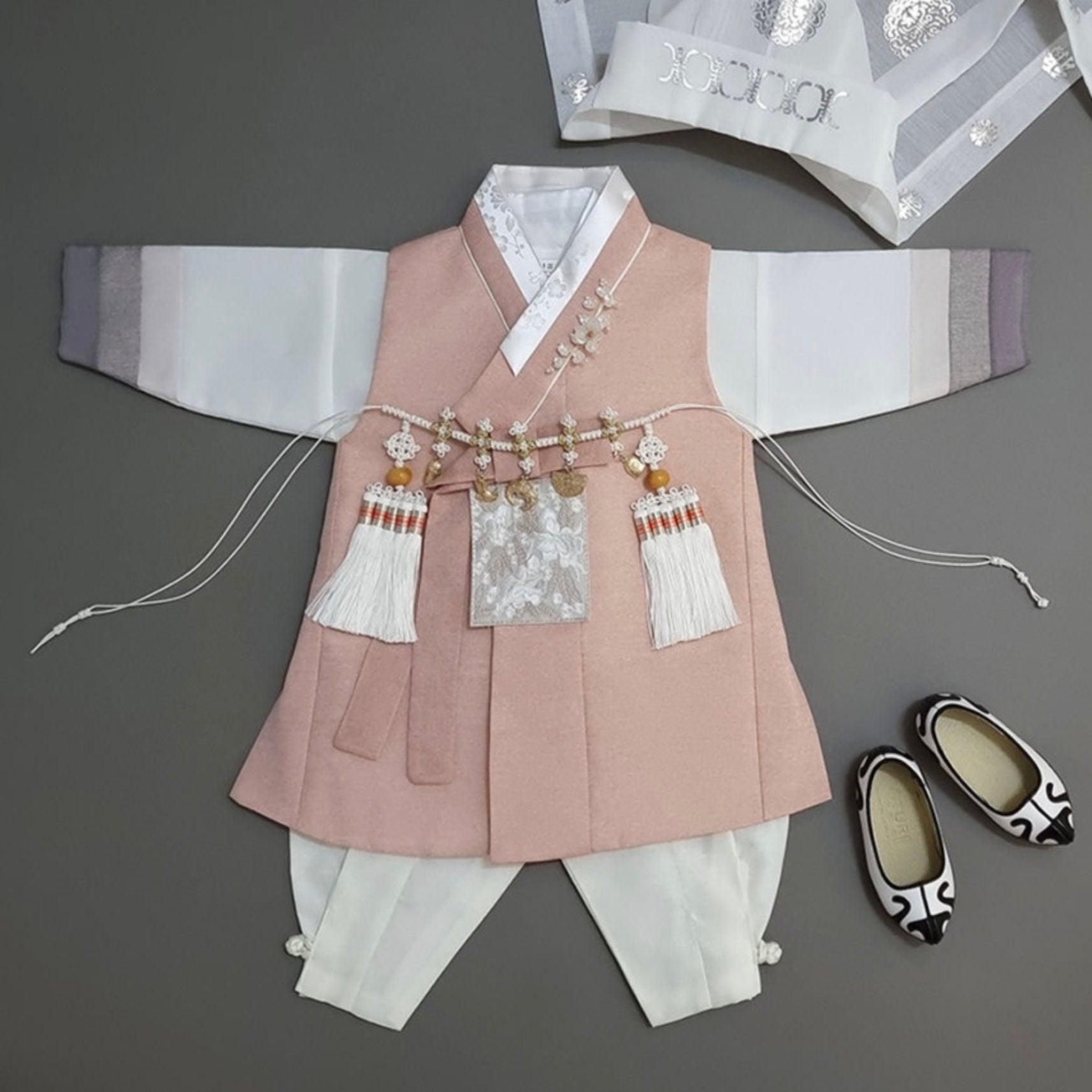 Yusin Coral Stripe Boy Hanbok (100D-15YR) - Native Korean