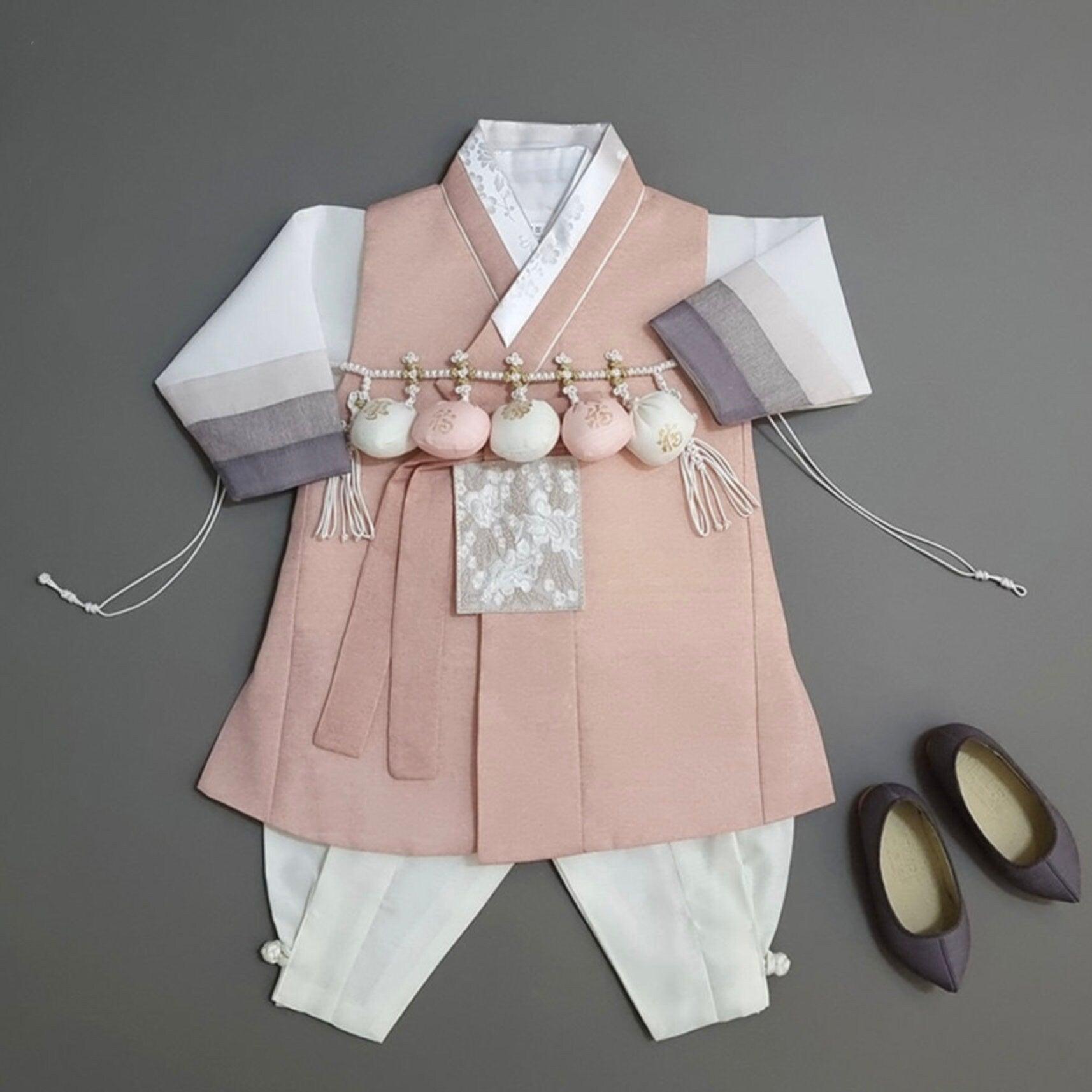Yusin Coral Stripe Boy Hanbok (100D-15YR) - Native Korean