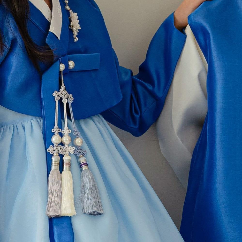 Yumin Flared Blue Sky Girl Hanbok (100D-15YR) - Native Korean