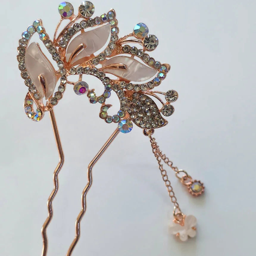 Butterfly Crystal U-Shaped Hairpin
