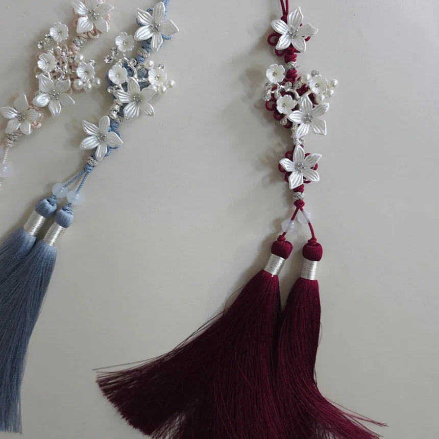 Silver Pearl Bloom Tassel Norigae