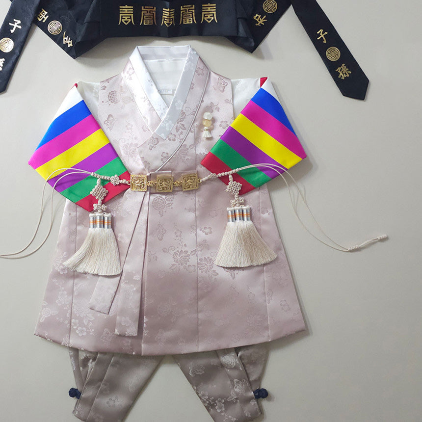 Minjae Saekdong Pink Beige Boy Hanbok (100D-10YR)