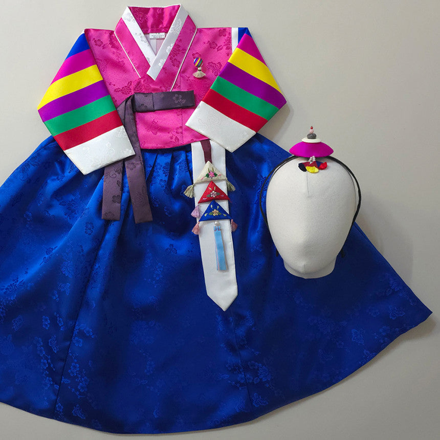 Seunju Saekdong 3 Colors Jeogori - Blue Skirt Girl Hanbok (100D-15YR)