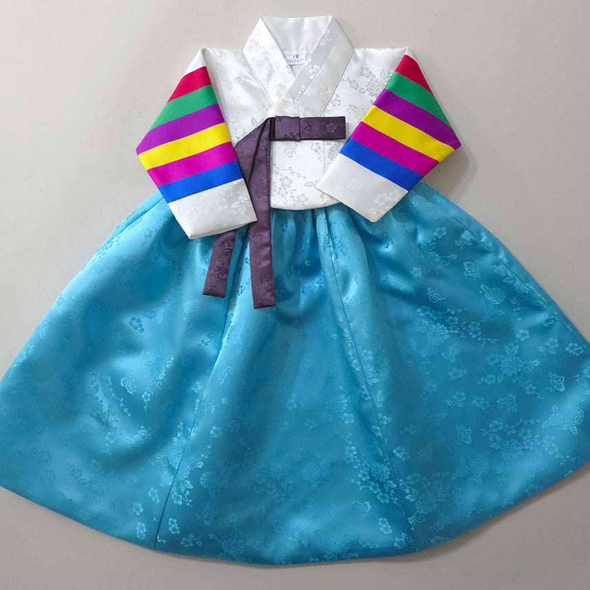 Seunju Saekdong 3 Colors Jeogori - Sky Skirt Girl Hanbok (100D-15YR)
