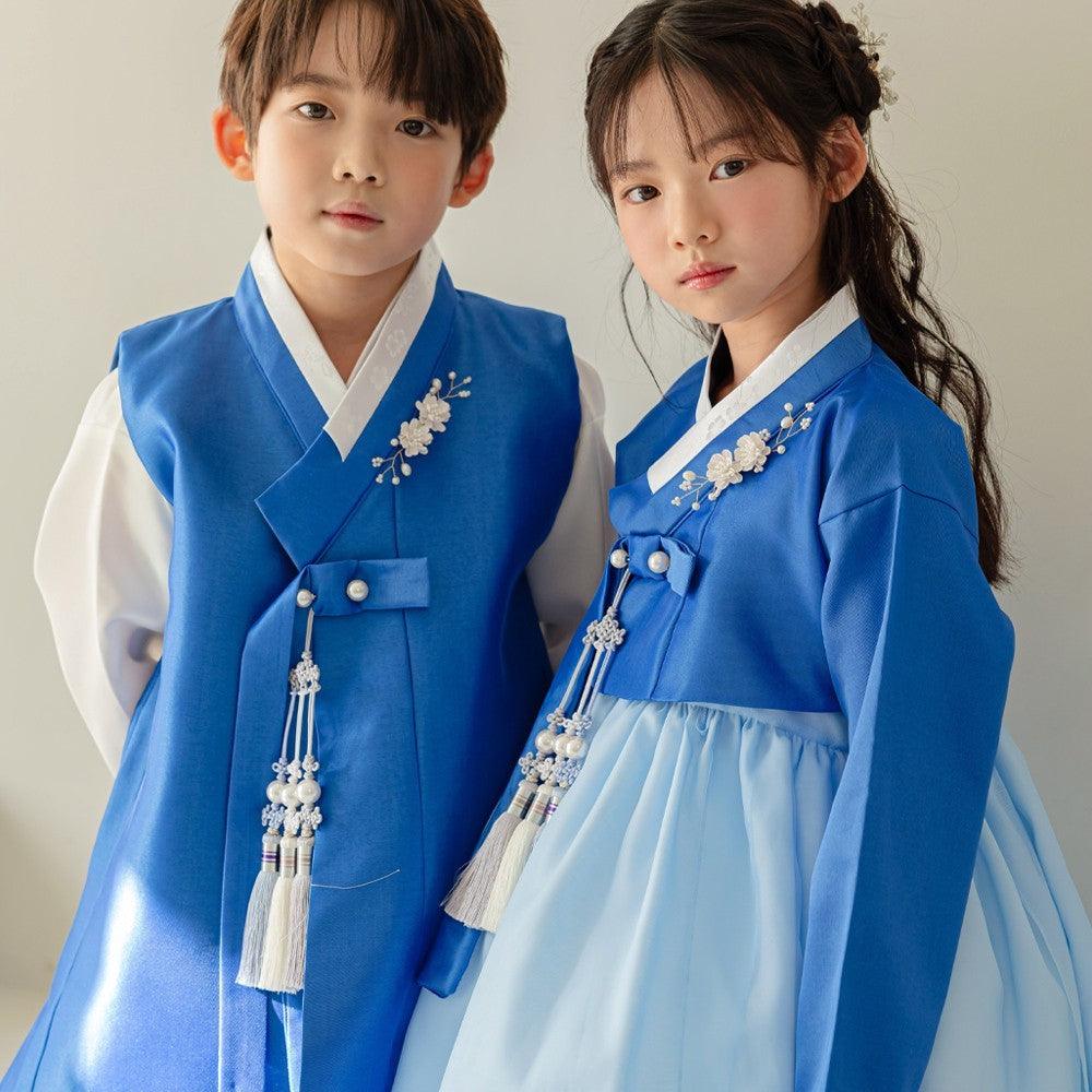 Yumin Flared Blue Sky Girl Hanbok (100D-15YR) - Native Korean