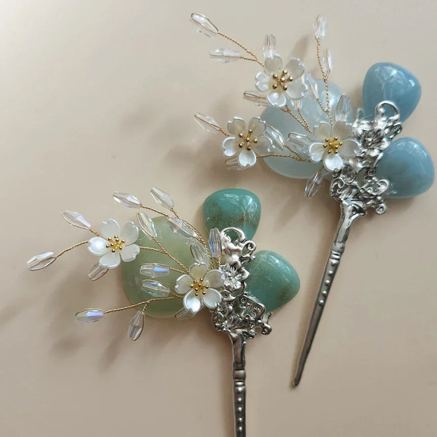 Jade Floral Hairpin - Native Korean