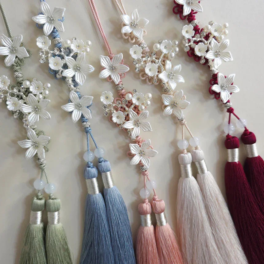 Silver Pearl Bloom Tassel Norigae