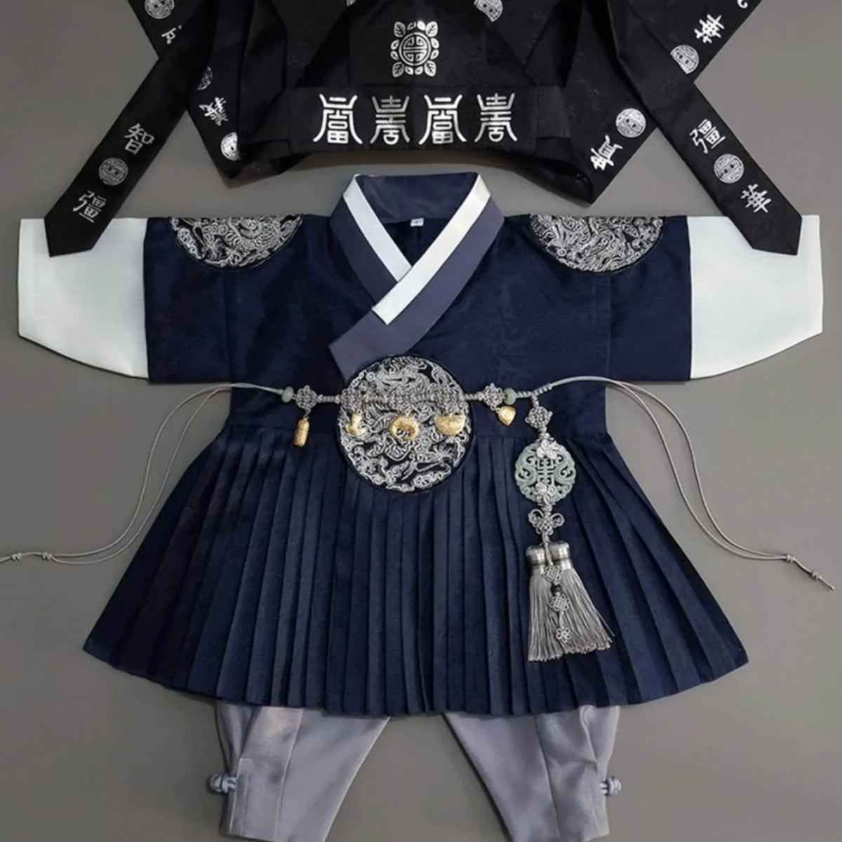 2Pcs D.Navy Prince Boy Hanbok | Dol Hanok
