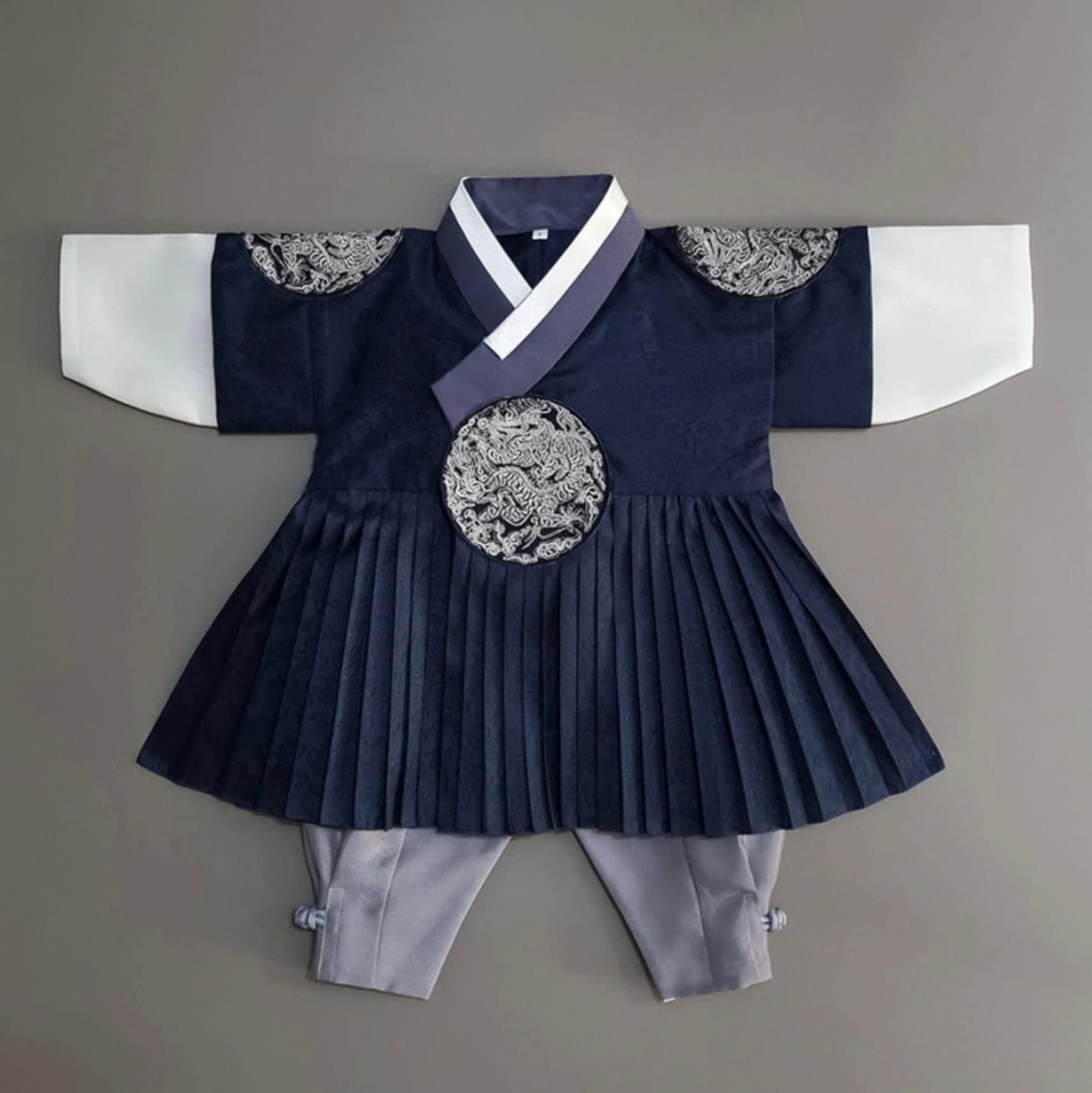 2Pcs D.Navy Prince Boy Hanbok (100D-10YR) - Native Korean