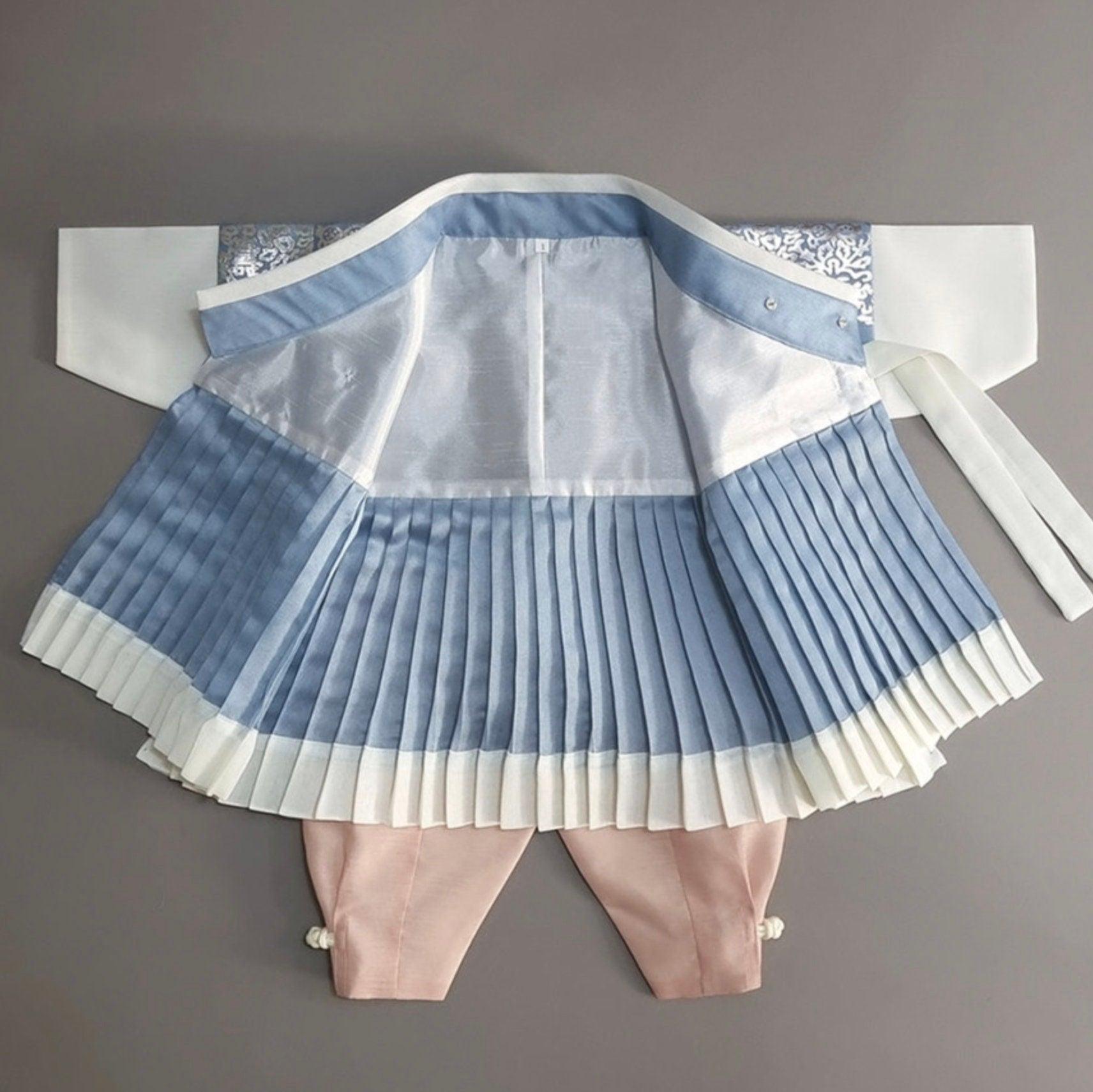 2Pcs Pleated Blue Boy Hanbok (100D-10YR) - Native Korean