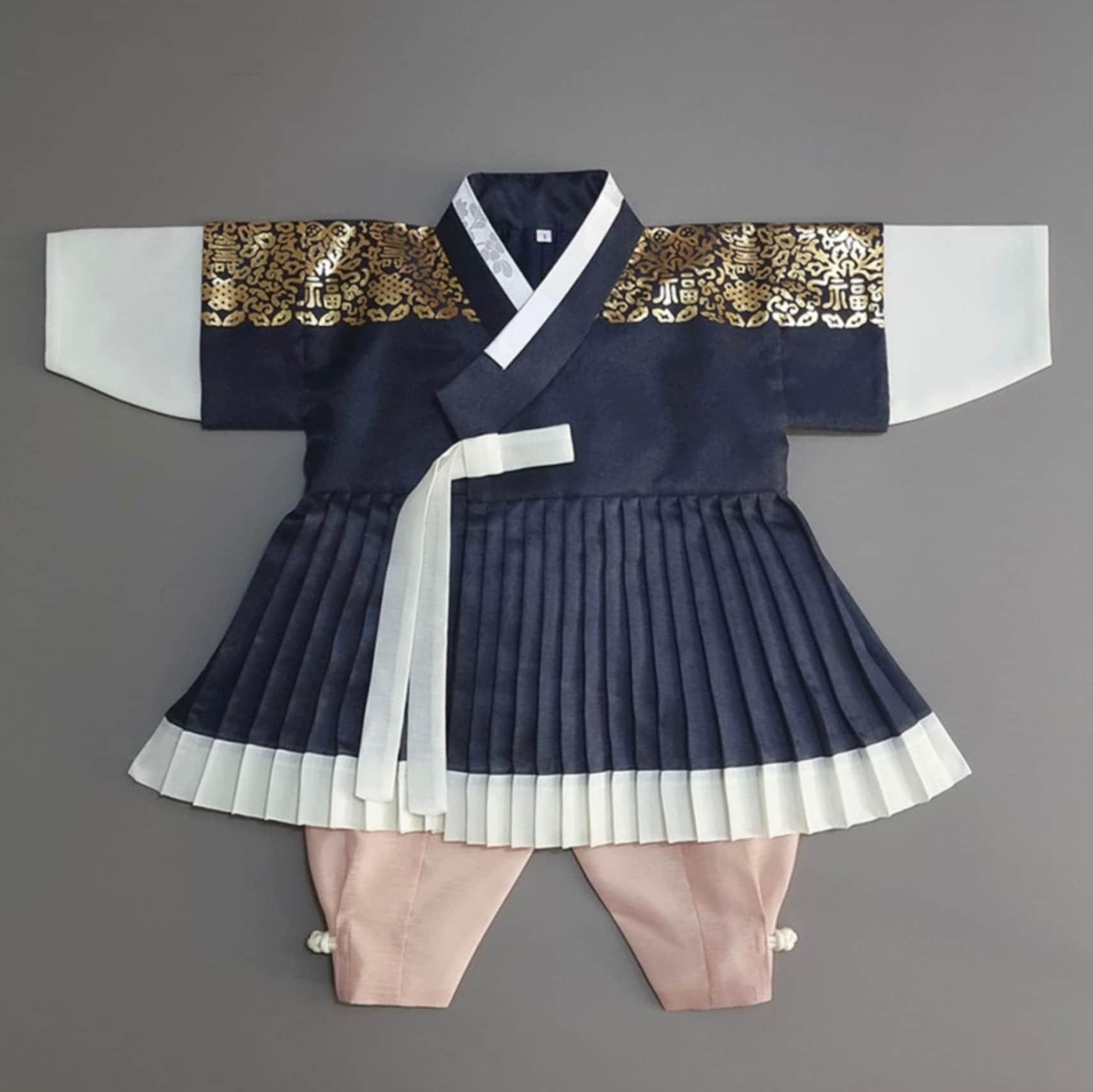 2Pcs Pleated D.Navy Boy Hanbok (100D-10YR) - Native Korean