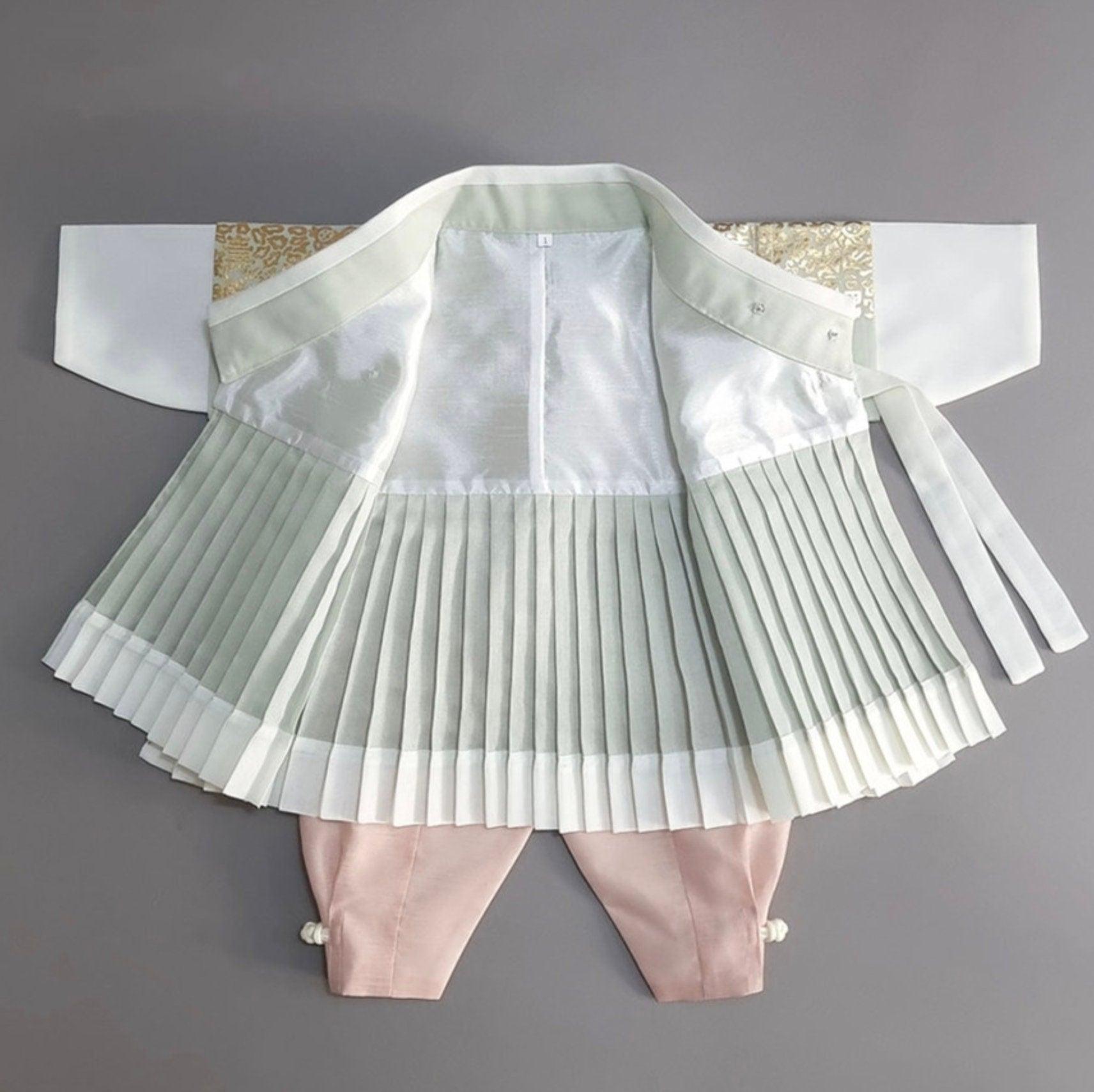 2Pcs Pleated Mint Boy Hanbok (100D-10YR) - Native Korean