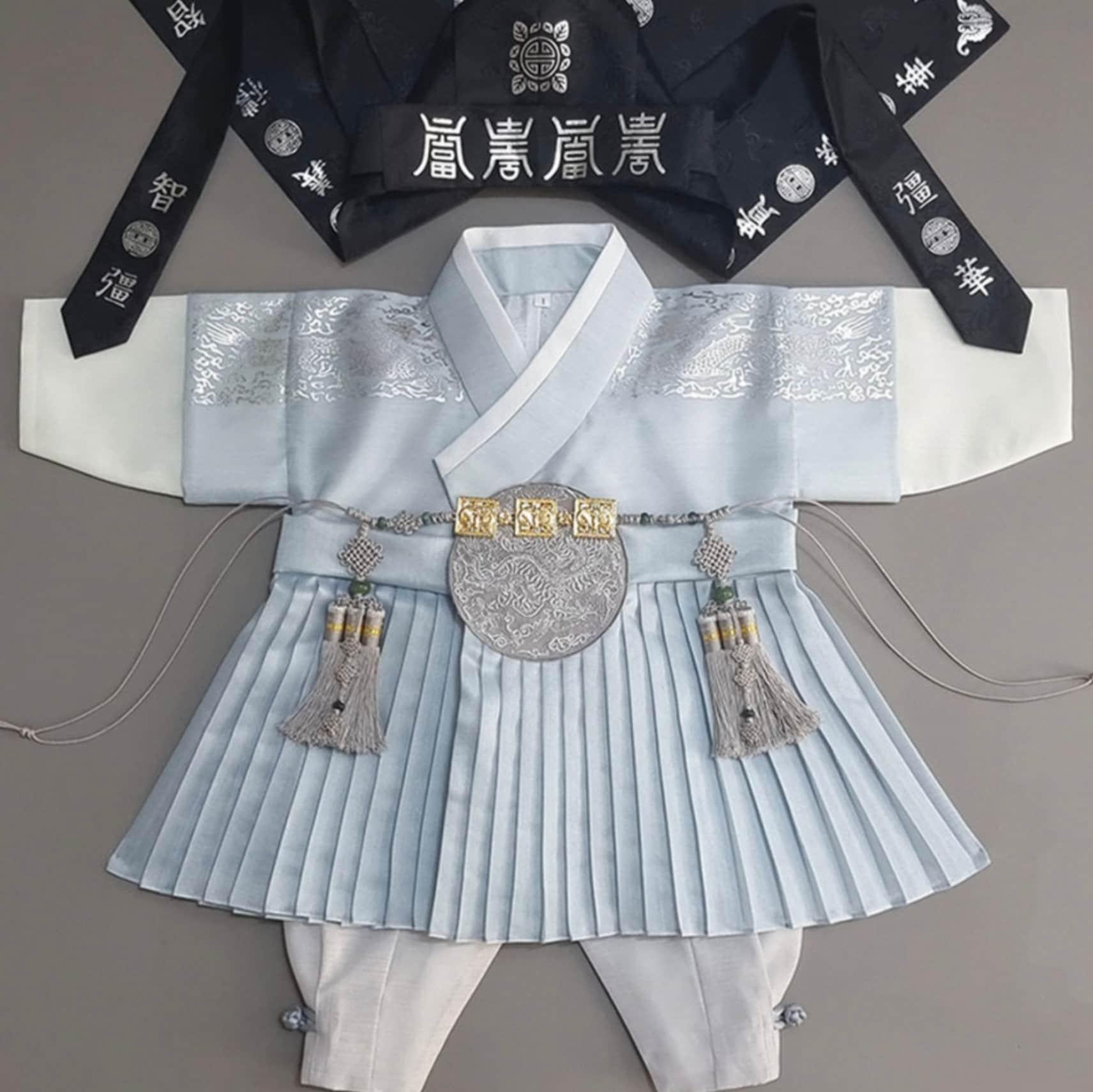 2Pcs Pleated Sky Boy Hanbok (100D-10YR) - Native Korean