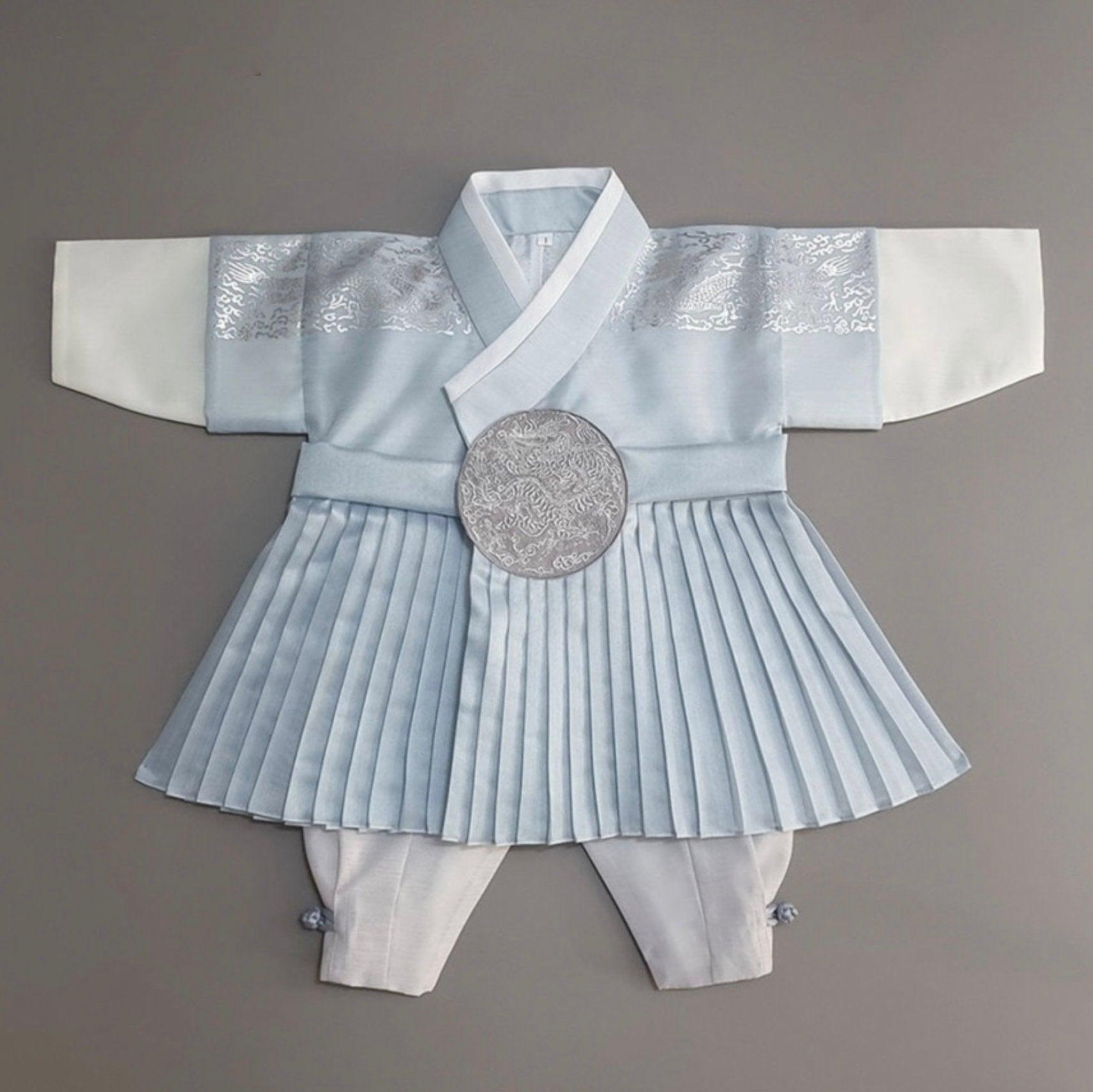 2Pcs Pleated Sky Boy Hanbok (100D-10YR) - Native Korean