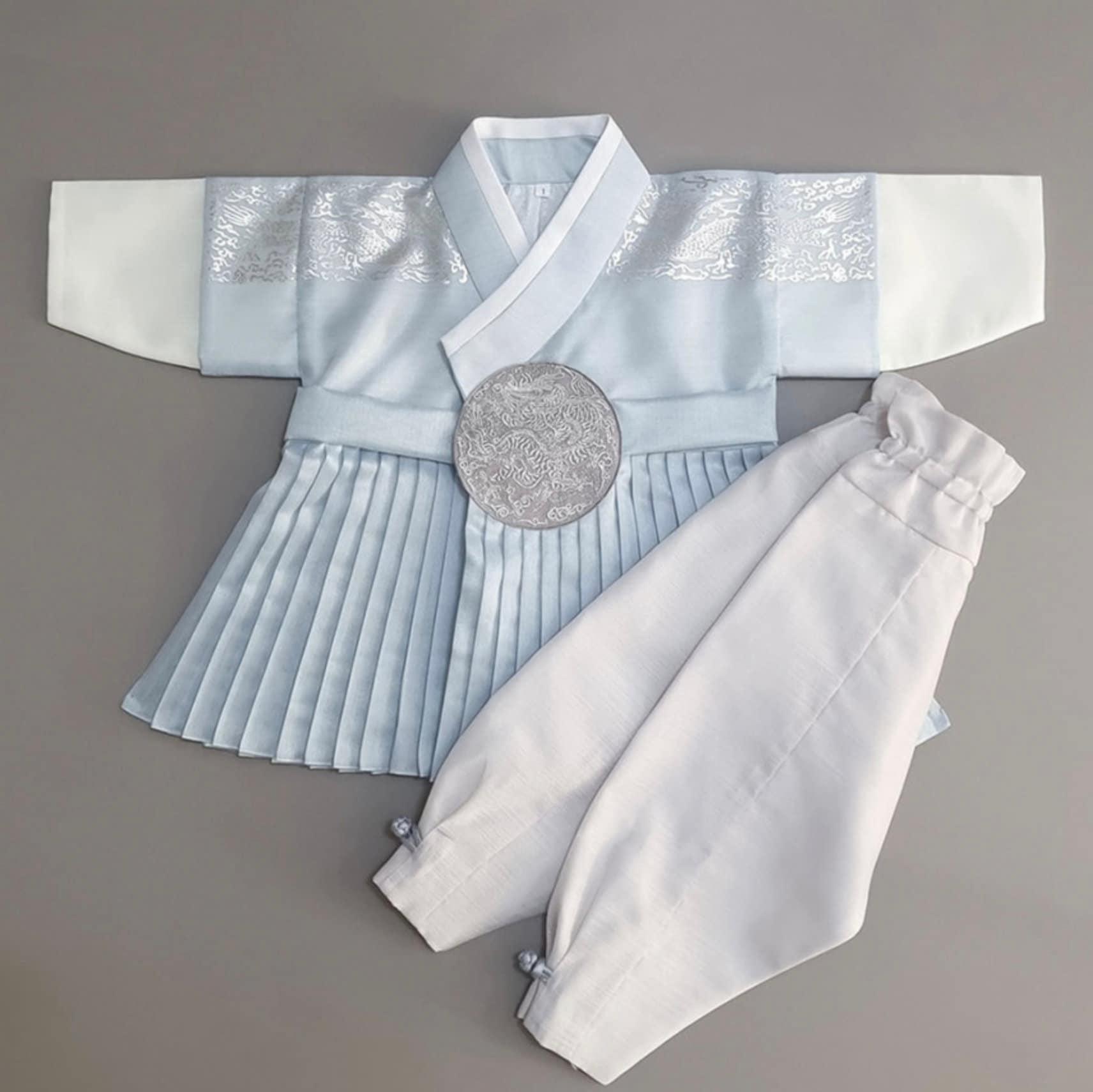 2Pcs Pleated Sky Boy Hanbok (100D-10YR) - Native Korean