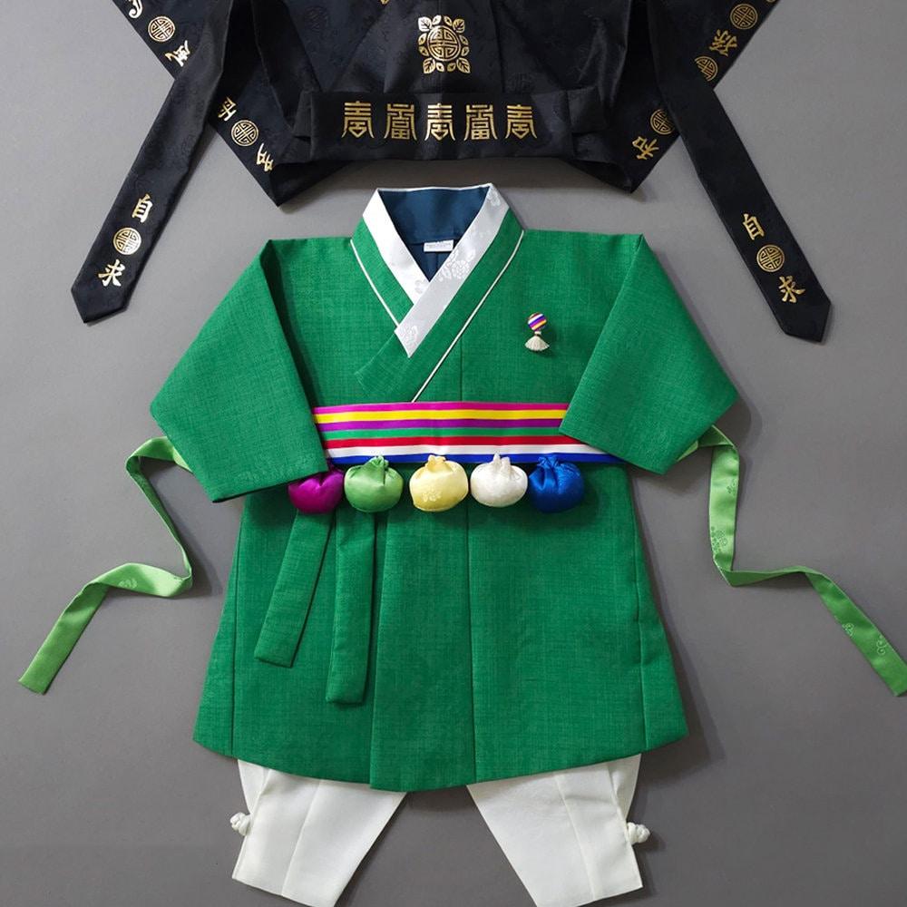 2Pcs Seongyun Green Boy Hanbok (100D-10YR) - Native Korean