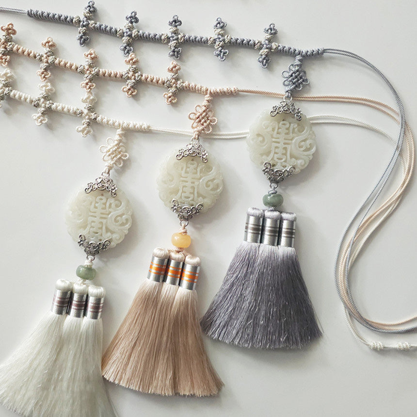 Beige Jade Harmony Tassel Dol Belt