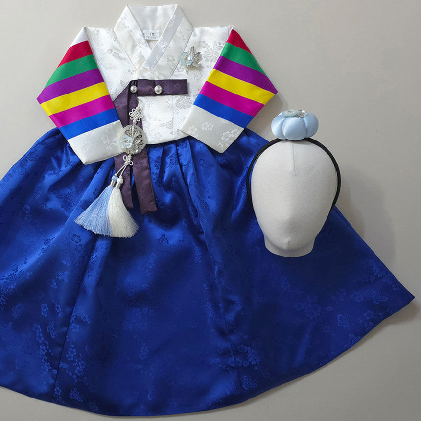 Seunju Saekdong 3 Colors Jeogori - Blue Skirt Girl Hanbok (100D-15YR)