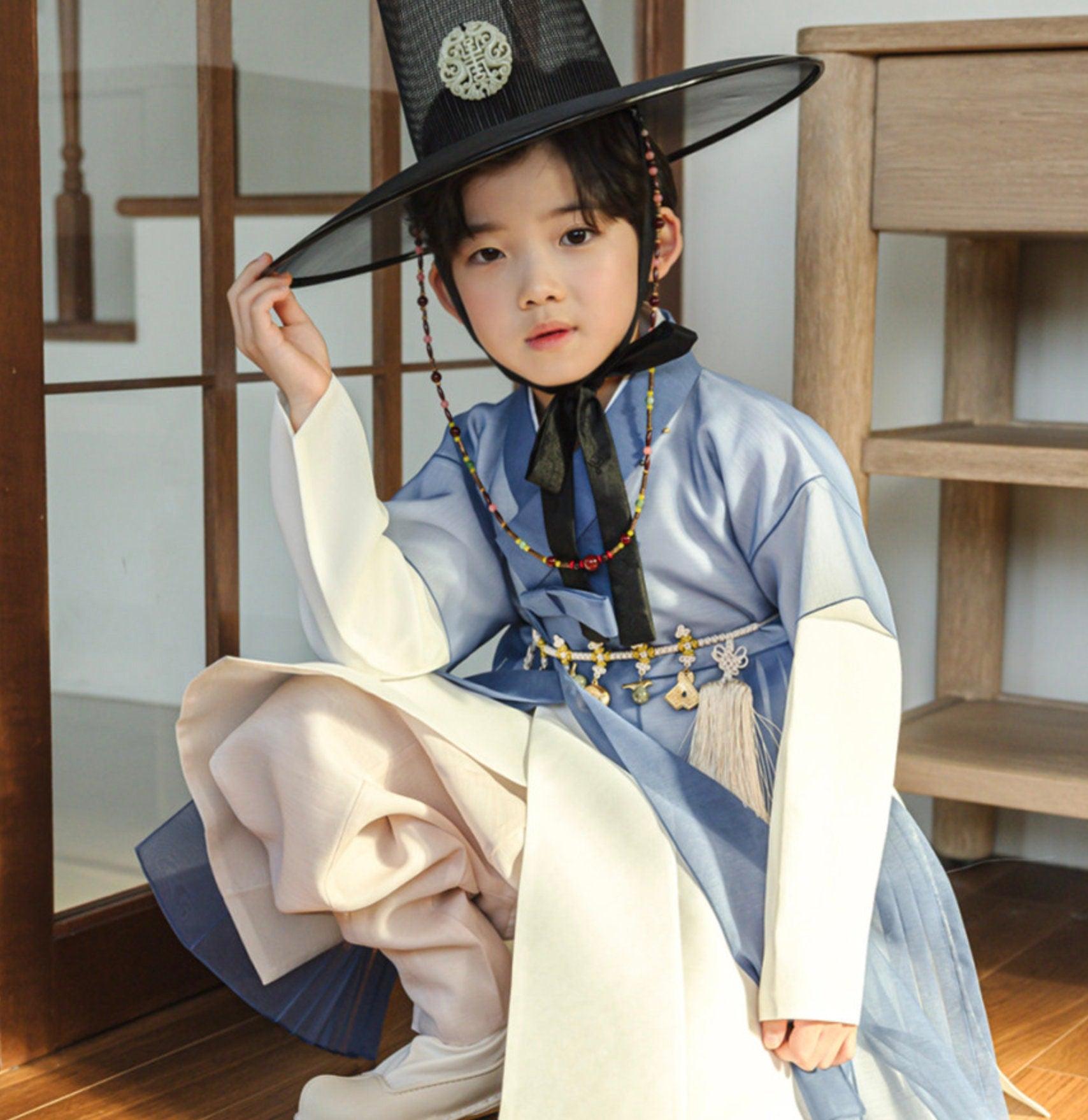 3Pcs Eun Blue Chiffon Boy Hanbok (1Y-9YR) - Native Korean