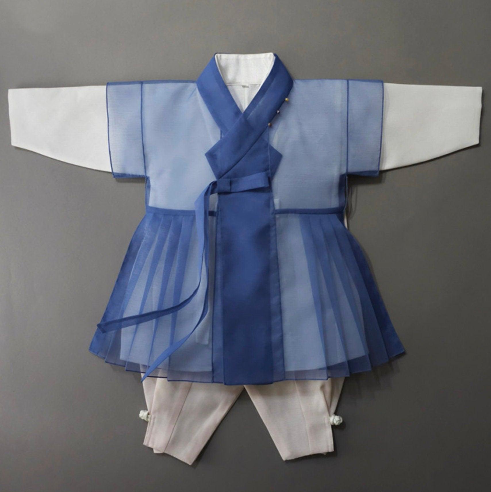 3Pcs Eun Blue Chiffon Boy Hanbok (1Y-9YR) - Native Korean
