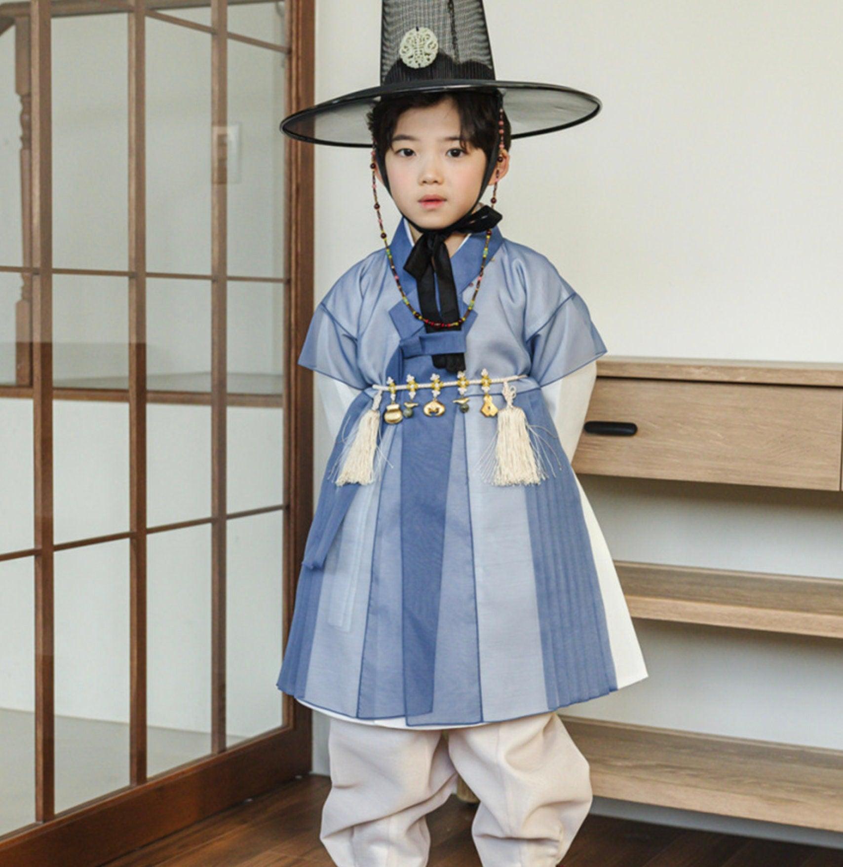 3Pcs Eun Blue Chiffon Boy Hanbok (1Y-9YR) - Native Korean