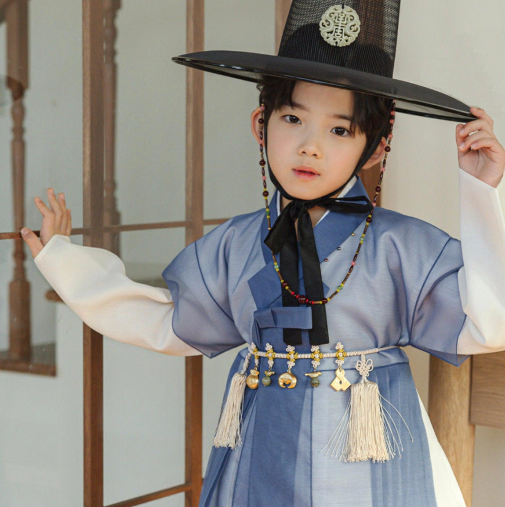 3Pcs Eun Blue Chiffon Boy Hanbok (1Y-9YR) - Native Korean