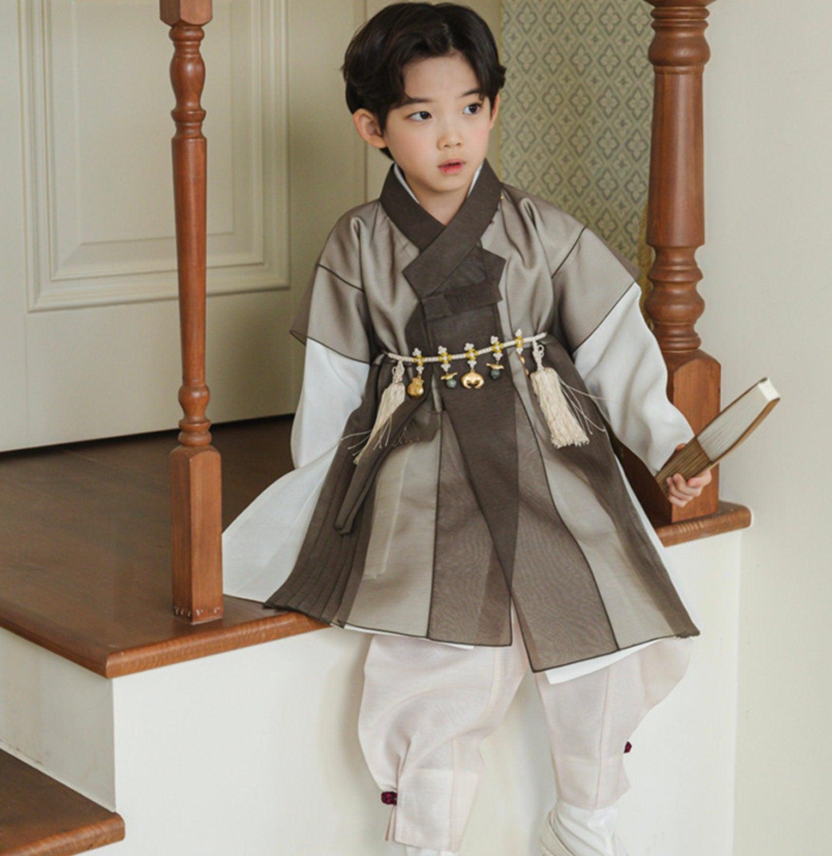 3Pcs Eun Brown Chiffon Boy Hanbok (1Y-9YR) - Native Korean