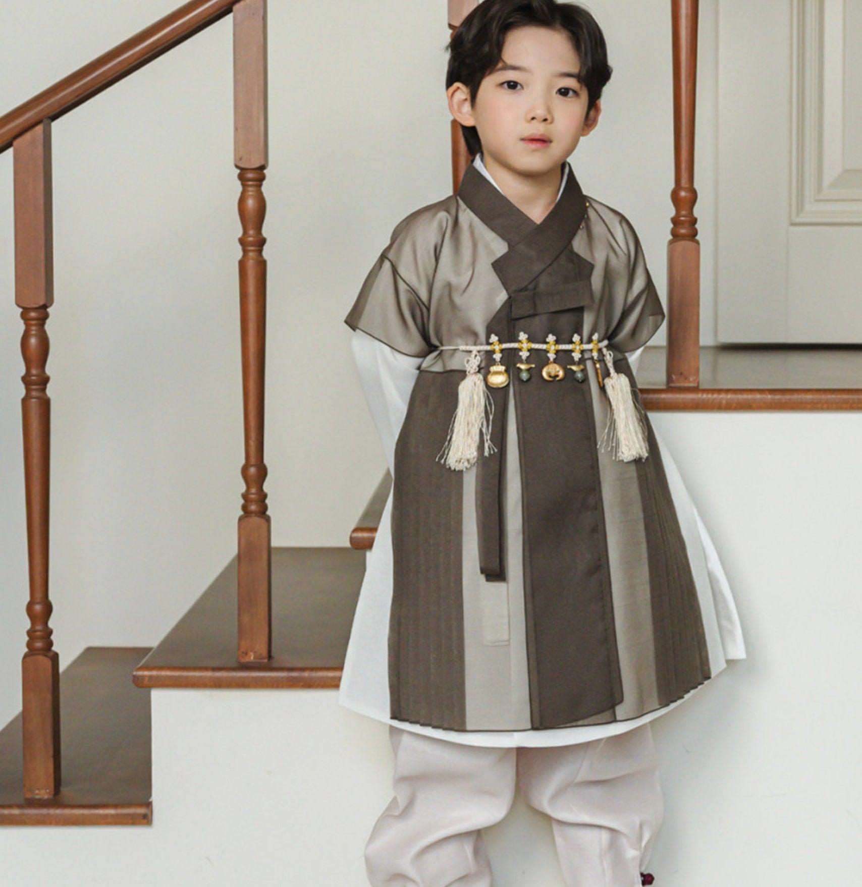 3Pcs Eun Brown Chiffon Boy Hanbok (1Y-9YR) - Native Korean