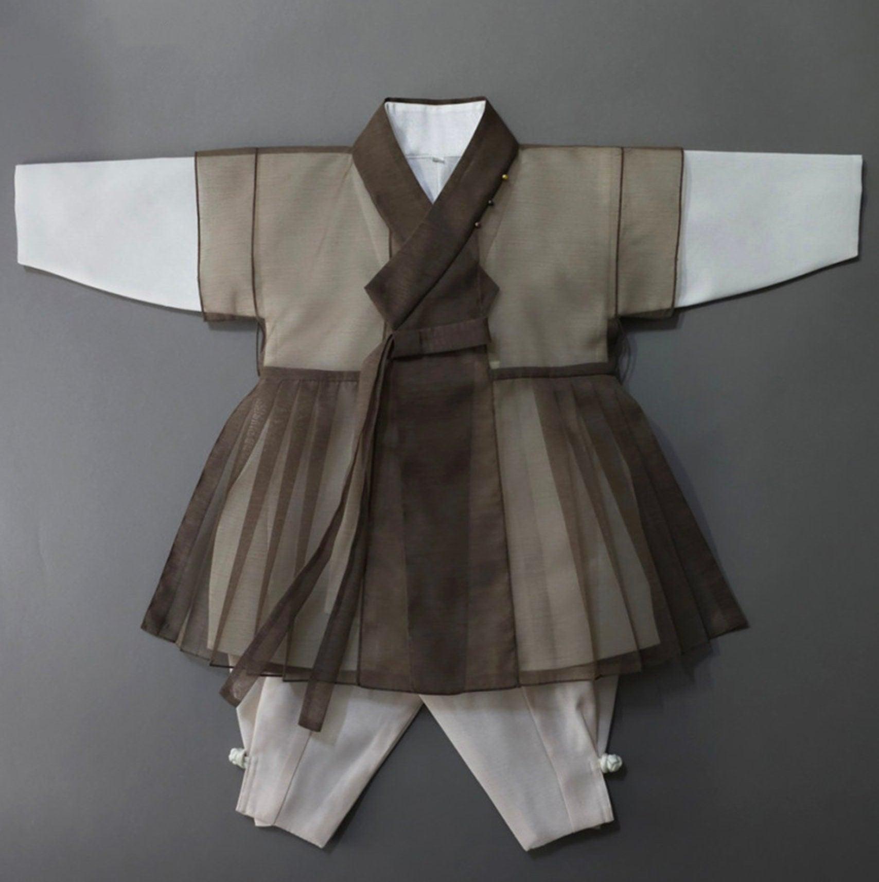 3Pcs Eun Brown Chiffon Boy Hanbok (1Y-9YR) - Native Korean