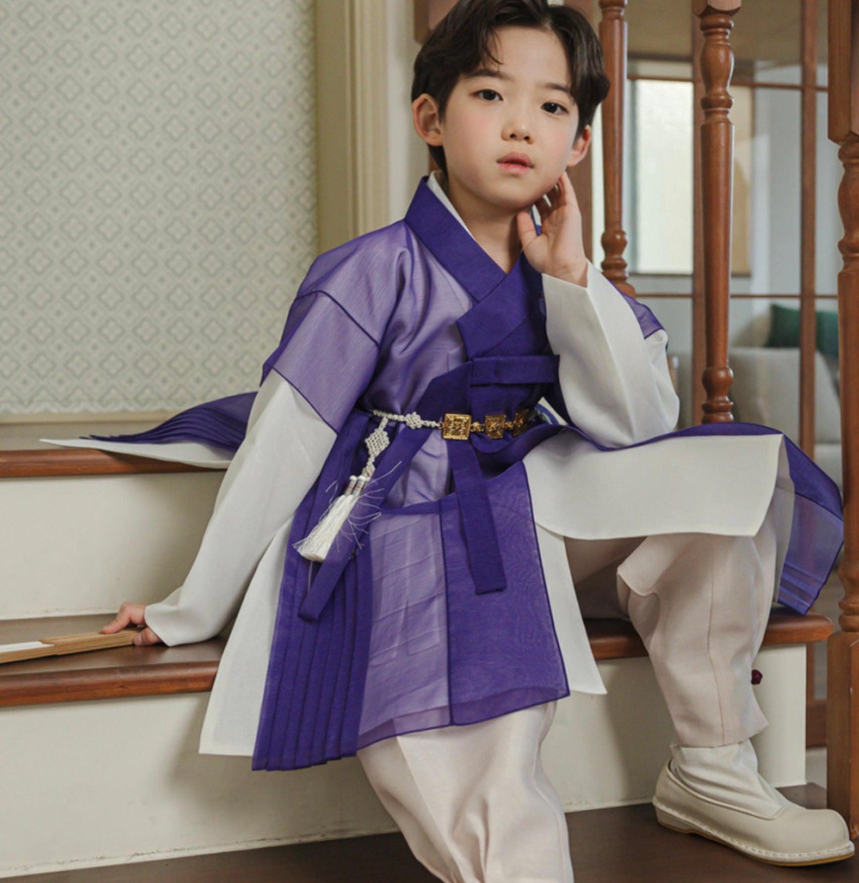 3pcs Eun Purple Chiffon Boy Hanbok (1Y-9YR) - Native Korean