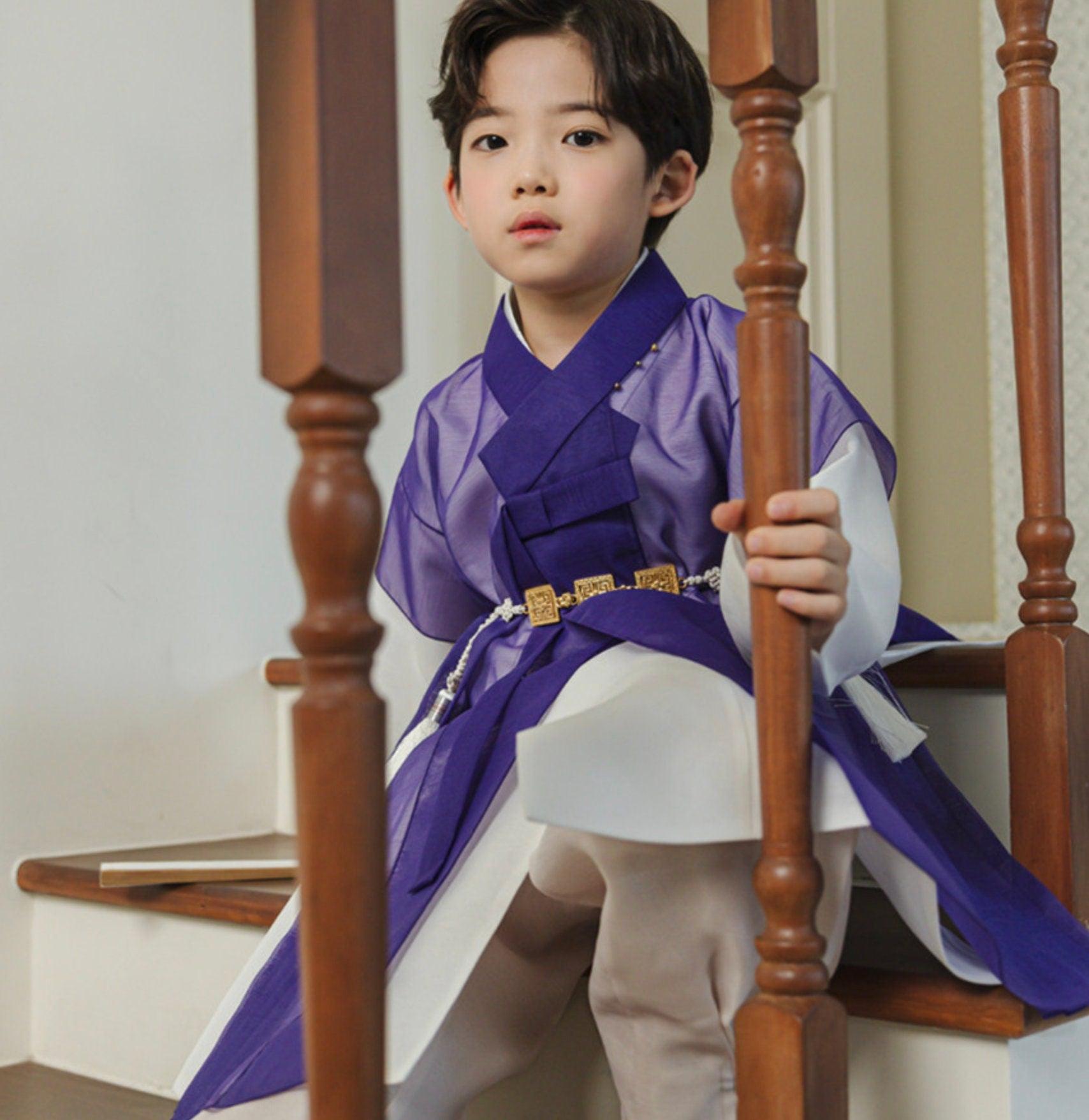 3pcs Eun Purple Chiffon Boy Hanbok (1Y-9YR) - Native Korean