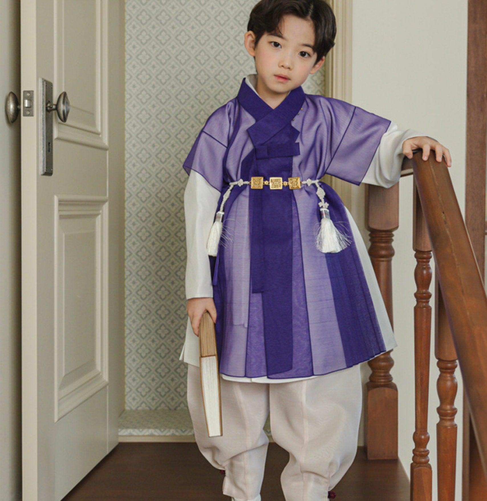 3pcs Eun Purple Chiffon Boy Hanbok (1Y-9YR) - Native Korean