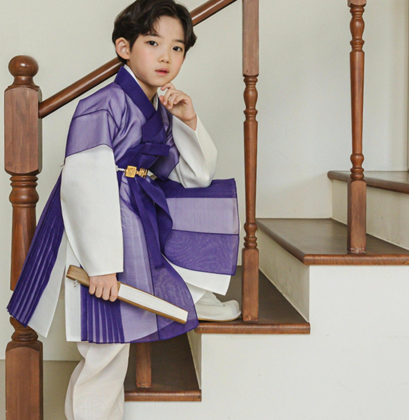 3pcs Eun Purple Chiffon Boy Hanbok (1Y-9YR) - Native Korean