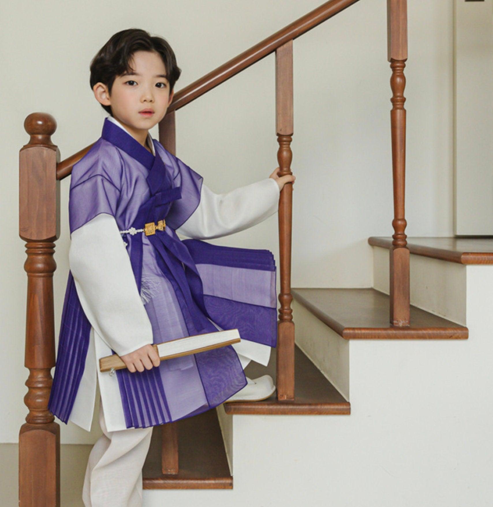 3pcs Eun Purple Chiffon Boy Hanbok (1Y-9YR) - Native Korean