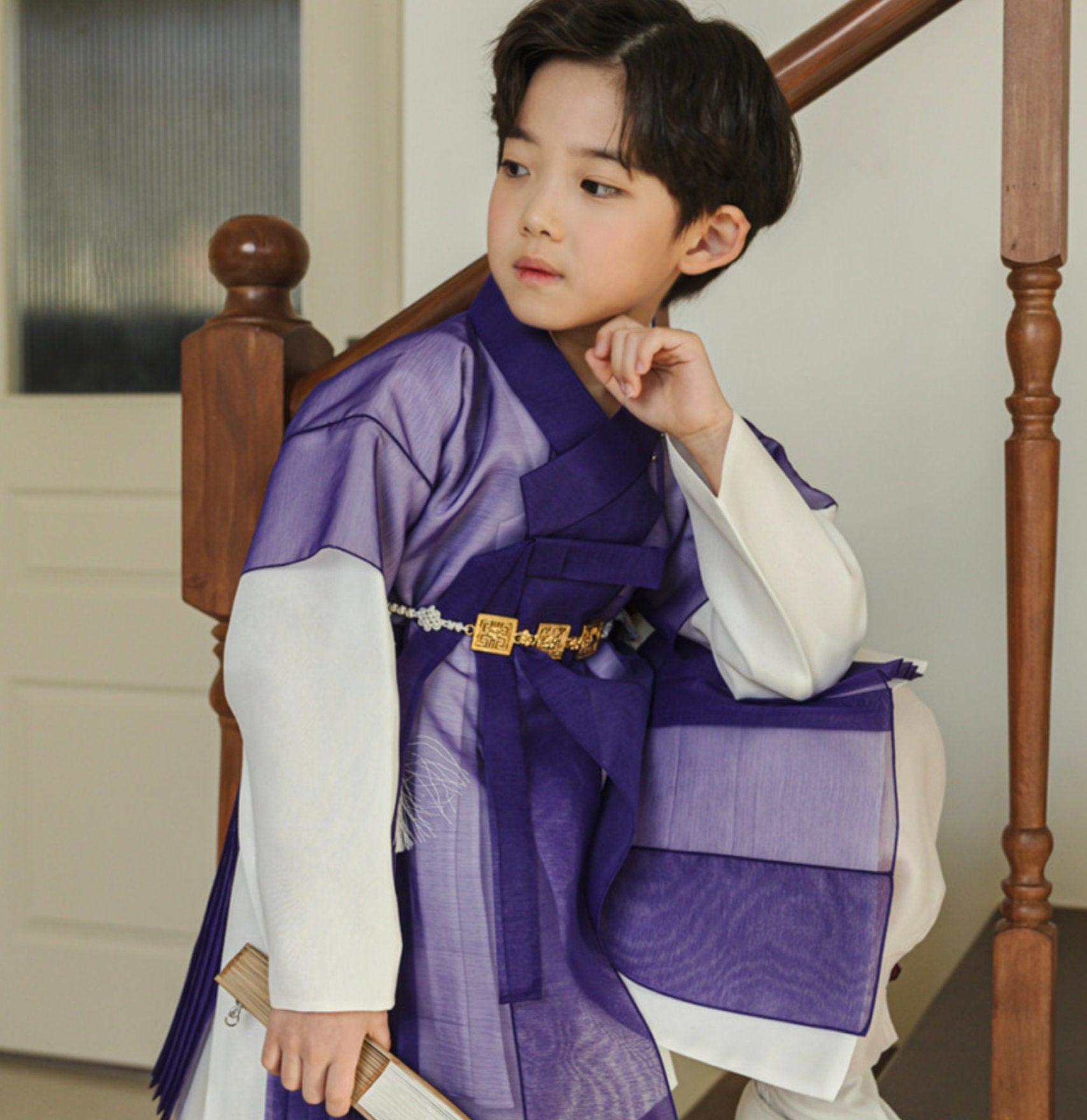 3pcs Eun Purple Chiffon Boy Hanbok (1Y-9YR) - Native Korean